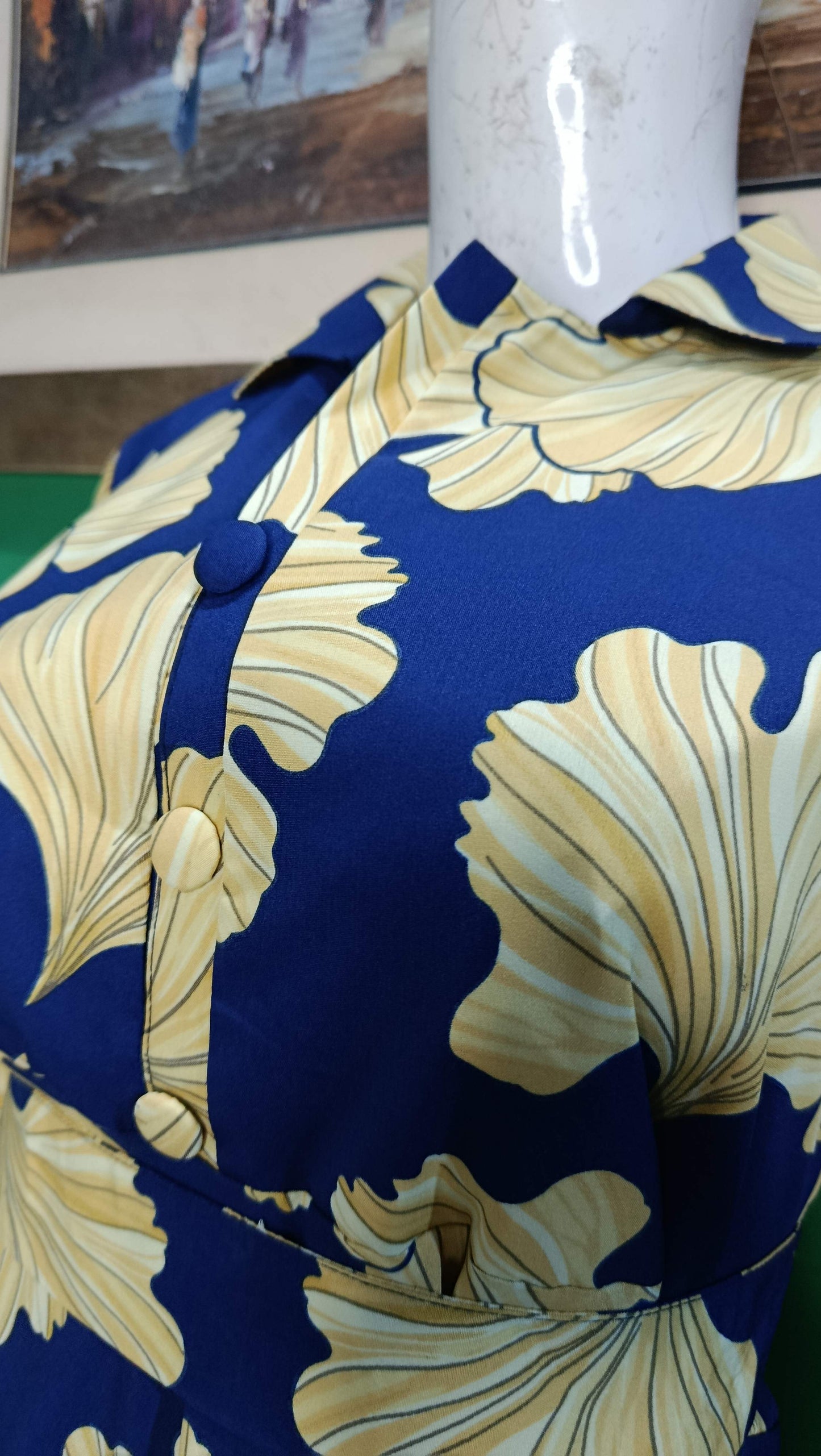 Blue Yellow floral allow Maxi Dress Pakistan – Soft Georgette Fabric | Ameeri Fabric
