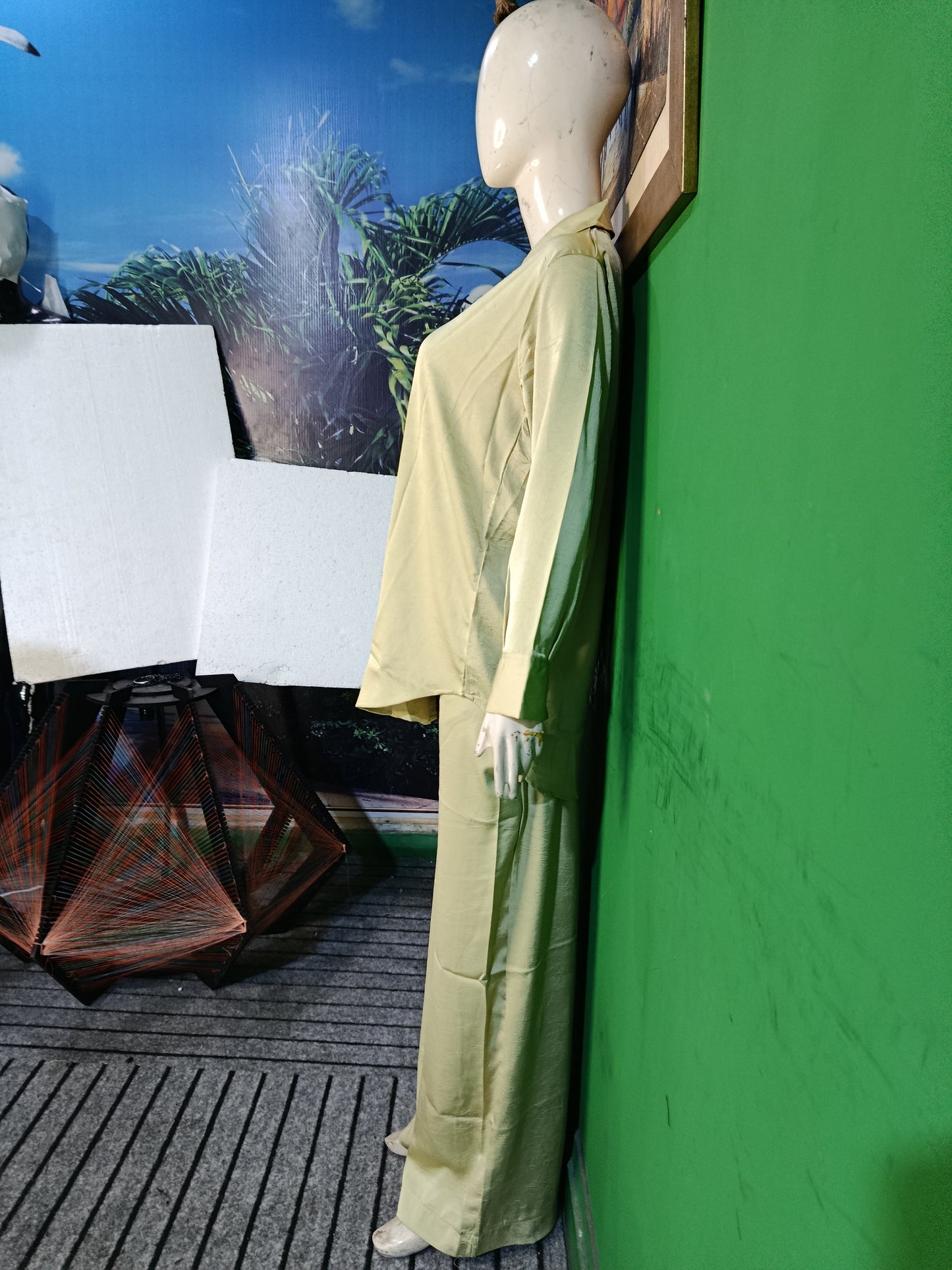 Elegant Mint Green Self Texture Co-ord Set – Premium Twill Fabric | Ameeri Fabric