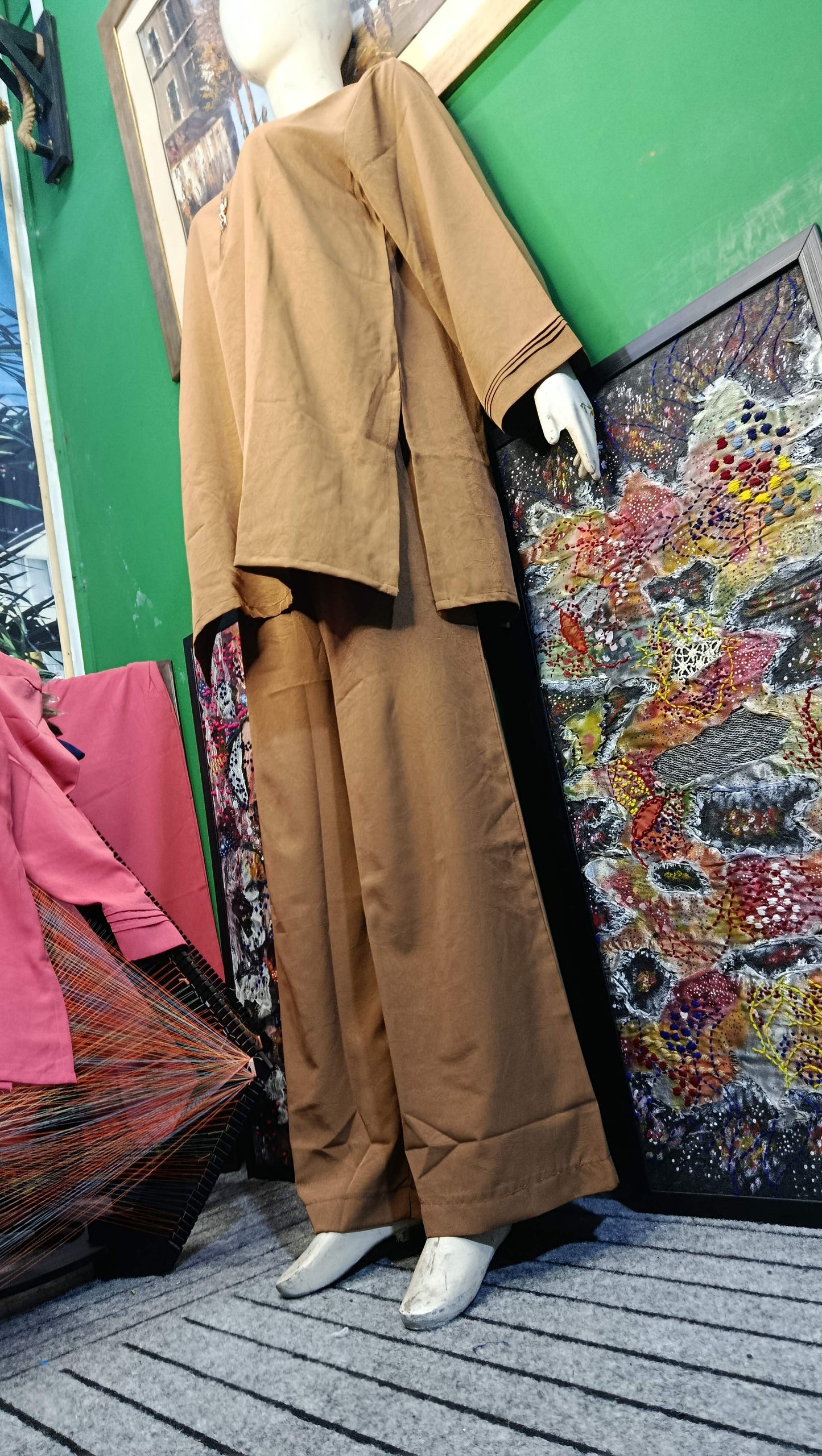 Elegant wood self mustard Twill Co-ordSet for Women – Premium Cordset | Ameeri Fabric .