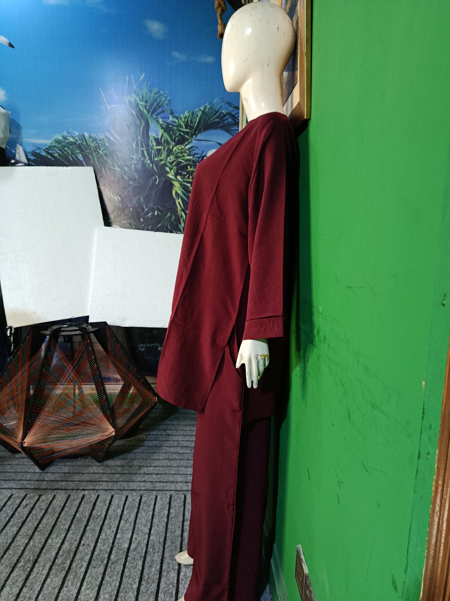 Dark Mahron Georgette Cordset – Elegant 2 Piece Modest Wear