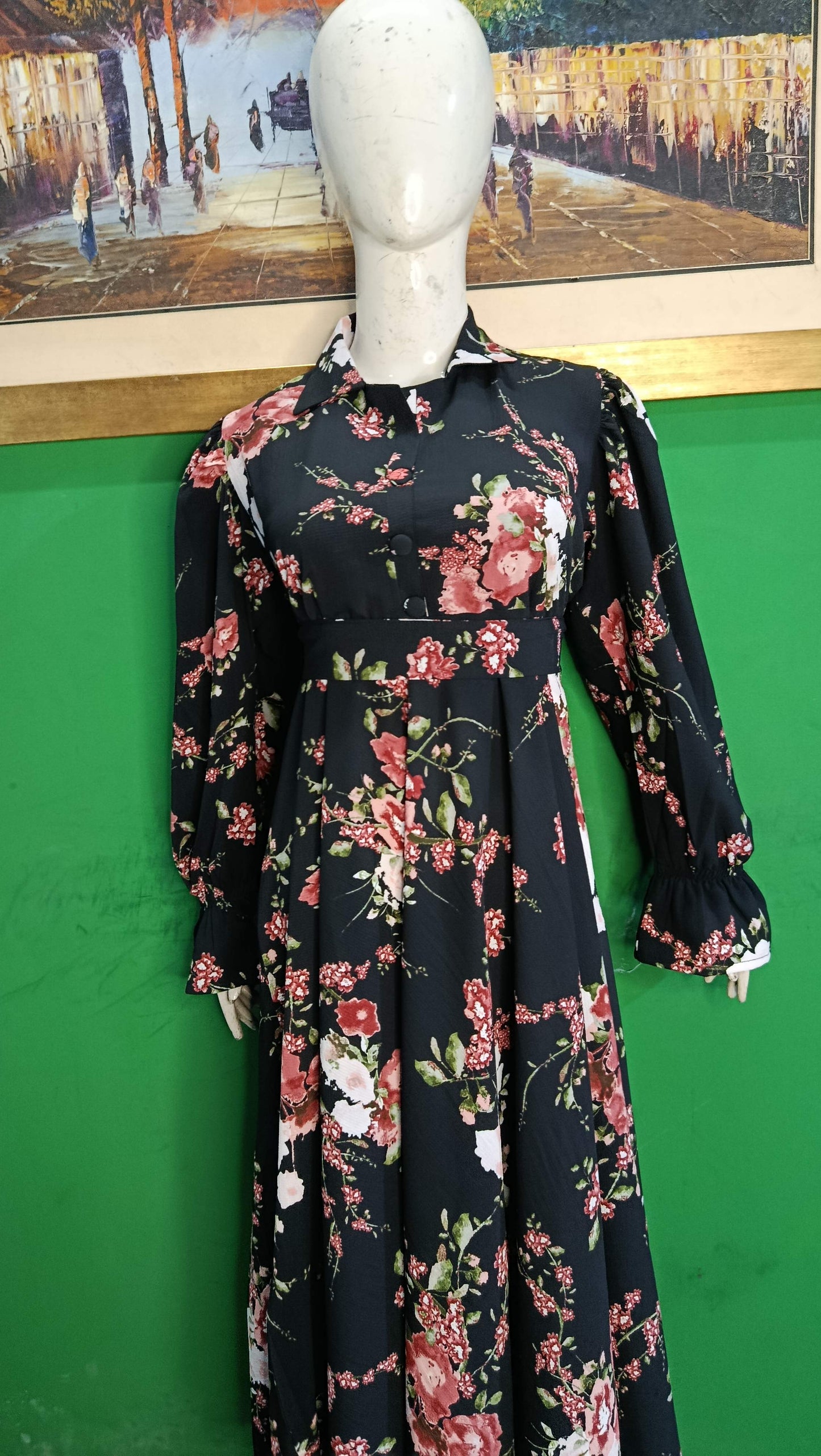 Black Floral Maxi Dress Pakistan – Soft Georgette Fabric | Ameeri Fabric