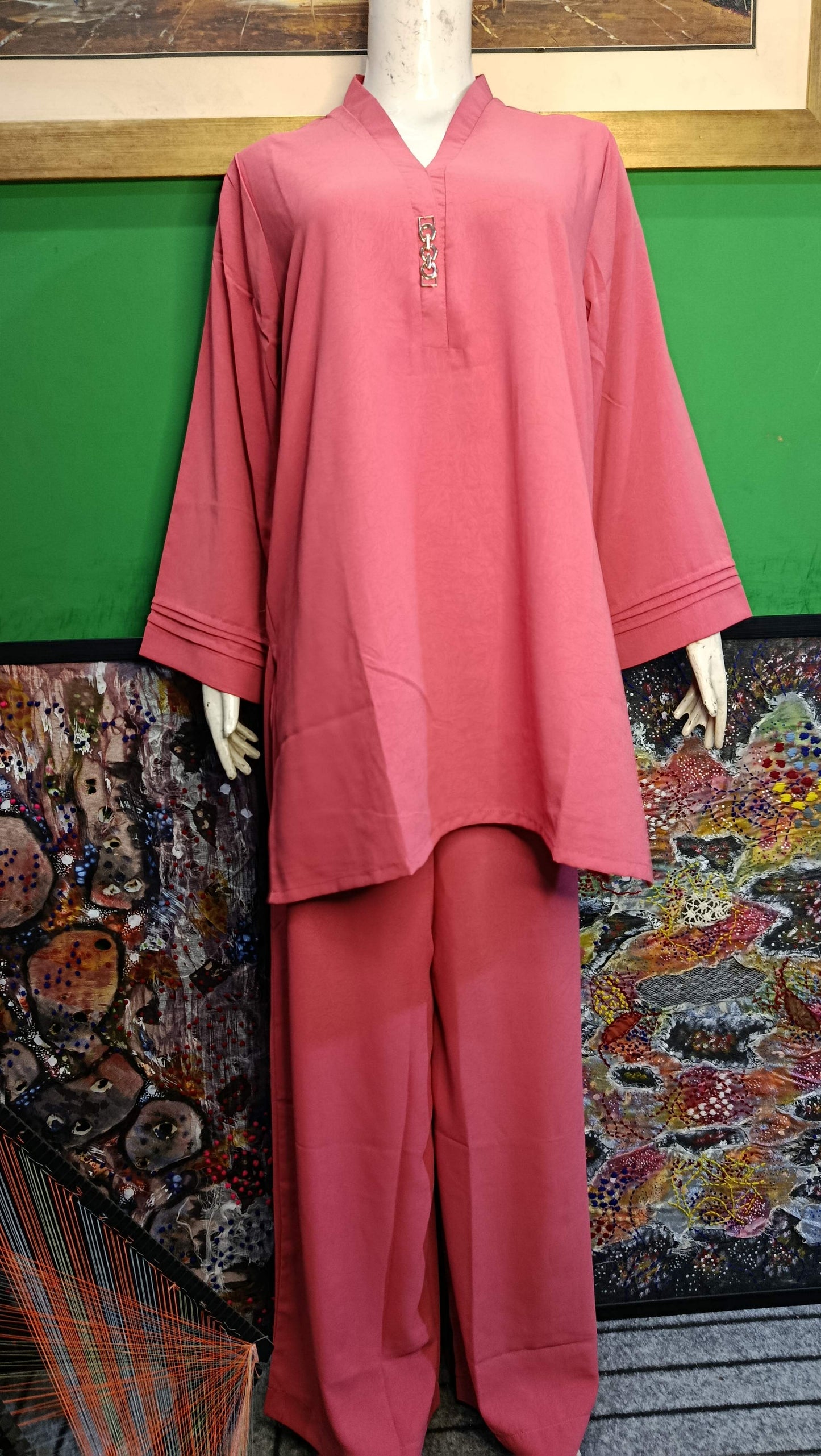 Elegant Pink textured  Twill Co-ordSet for Women – Premium Cordset | Ameeri Fabric .