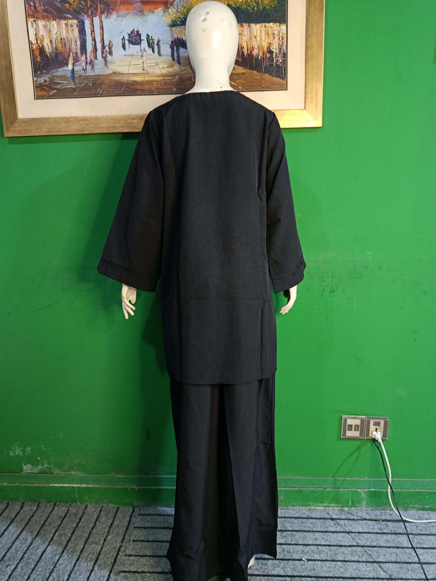 Black Georgette Cordset – Elegant 2 Piece Modest Wear