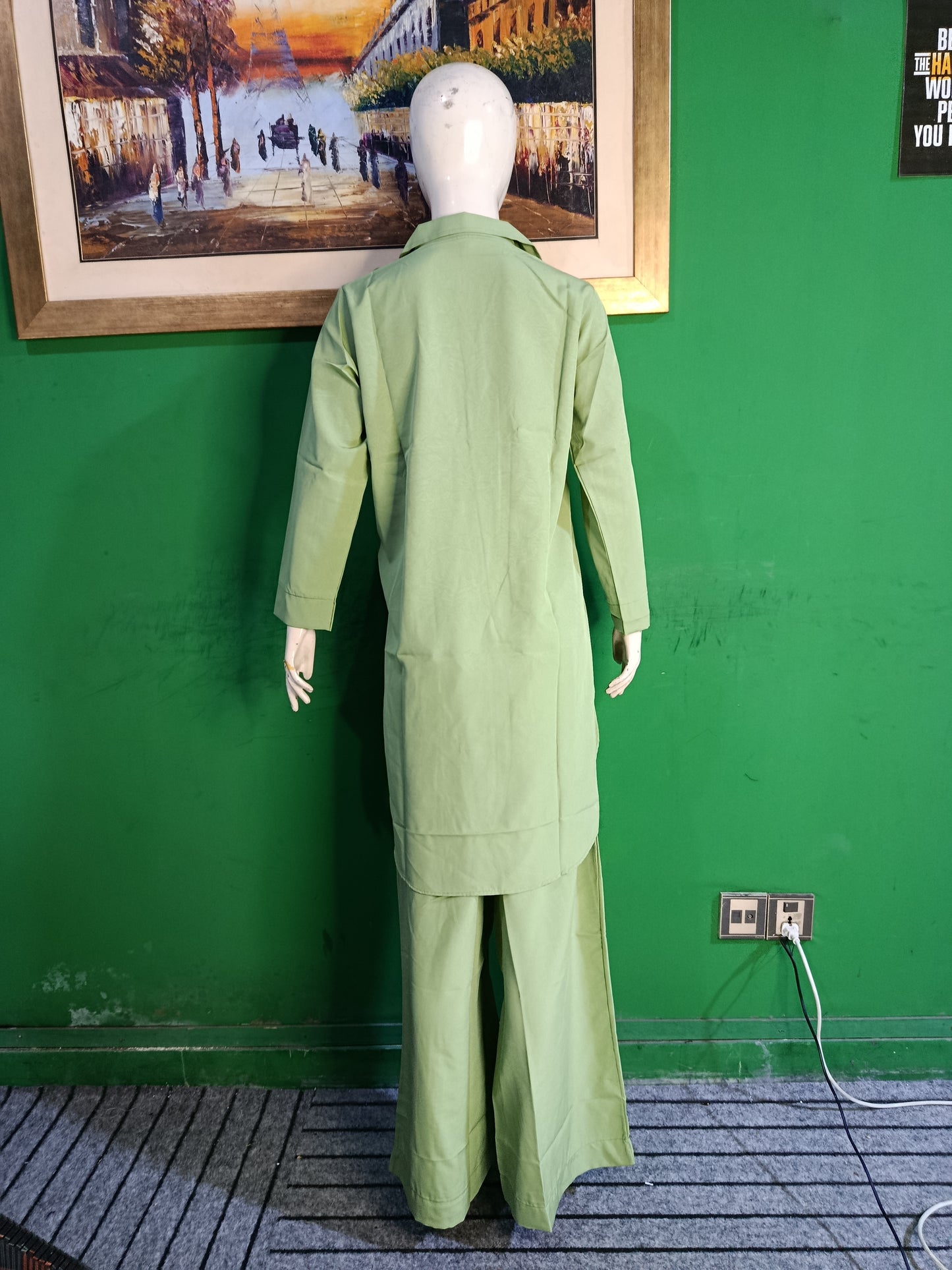 Elegant Thistle Green Button-Down soft Co-ordSet for Women – Premium Cordset | Ameeri Fabric