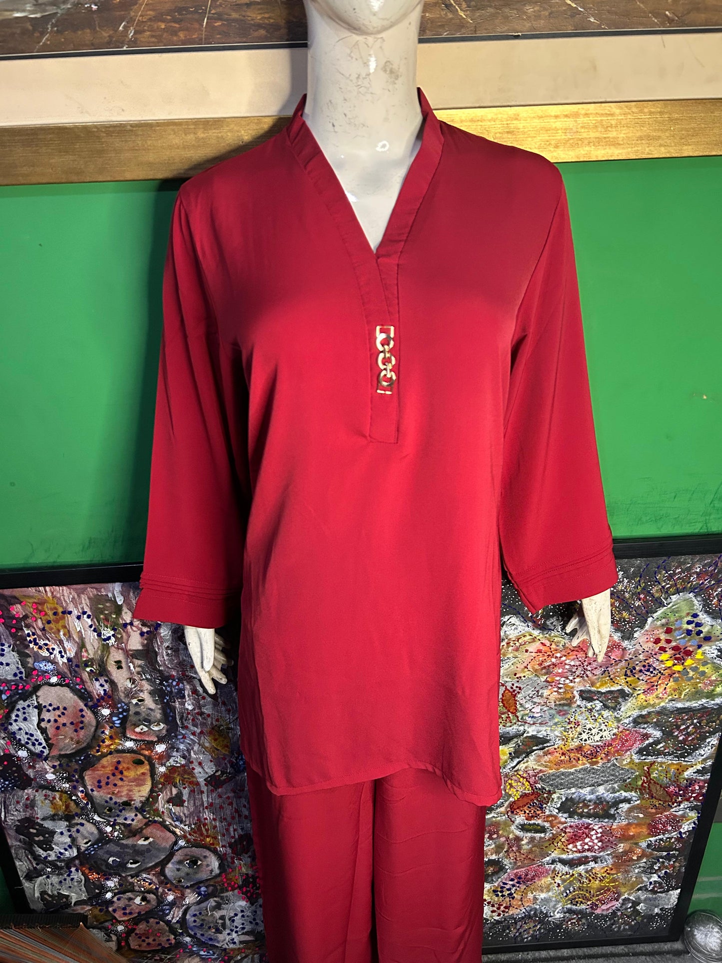 Elegant Reddish Mahroon texture Twill Co-ordSet for Women – Premium Cordset | Ameeri Fabric .