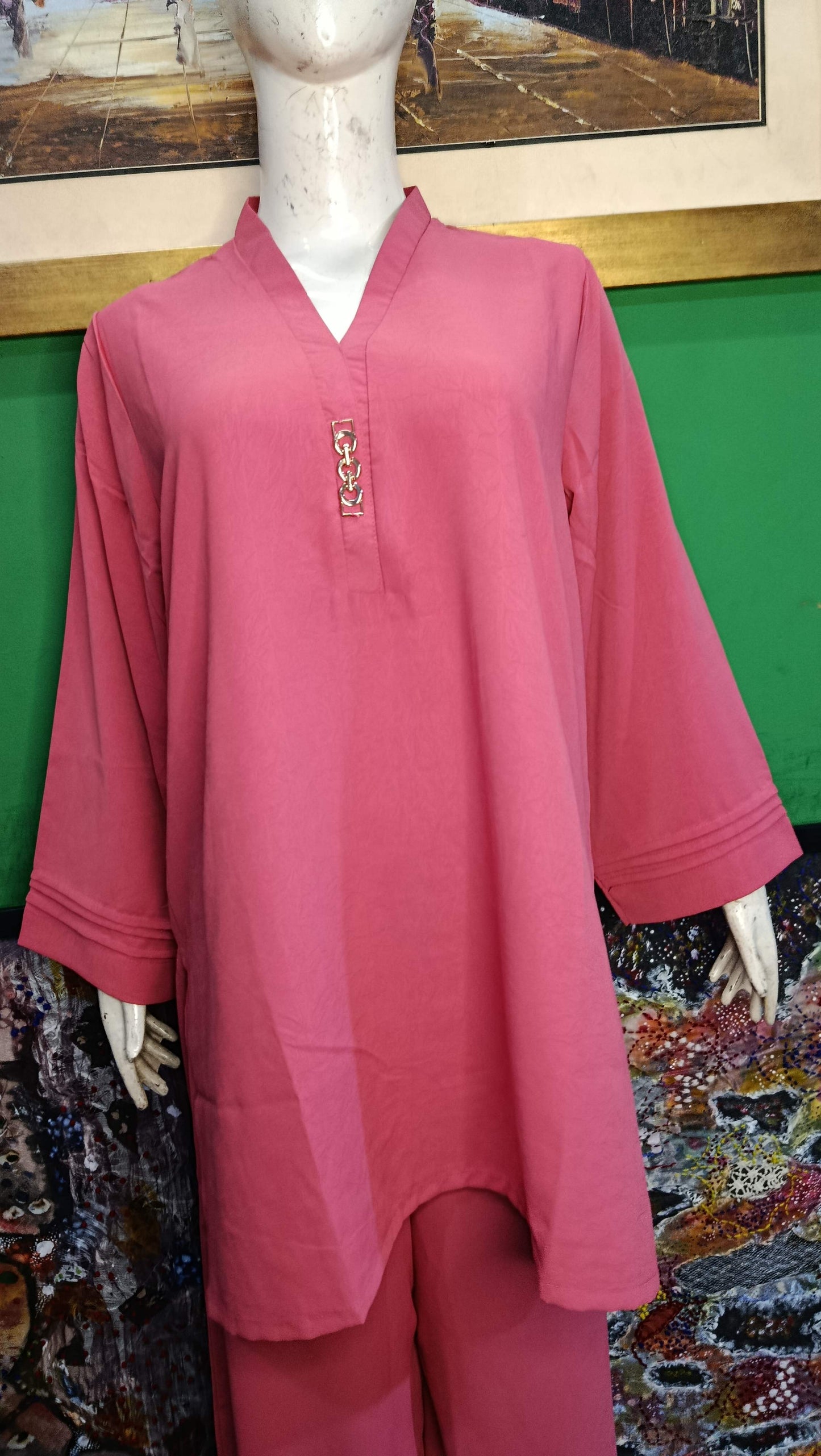 Elegant Pink textured  Twill Co-ordSet for Women – Premium Cordset | Ameeri Fabric .