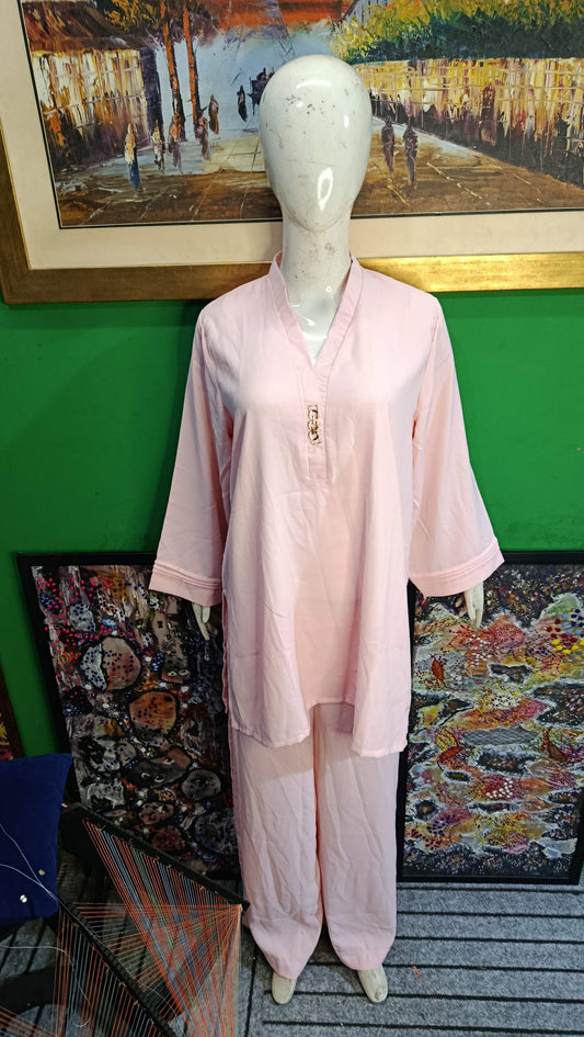 Elegant Baby Pink texture Twill Co-ordSet for Women – Premium Cordset | Ameeri Fabric .