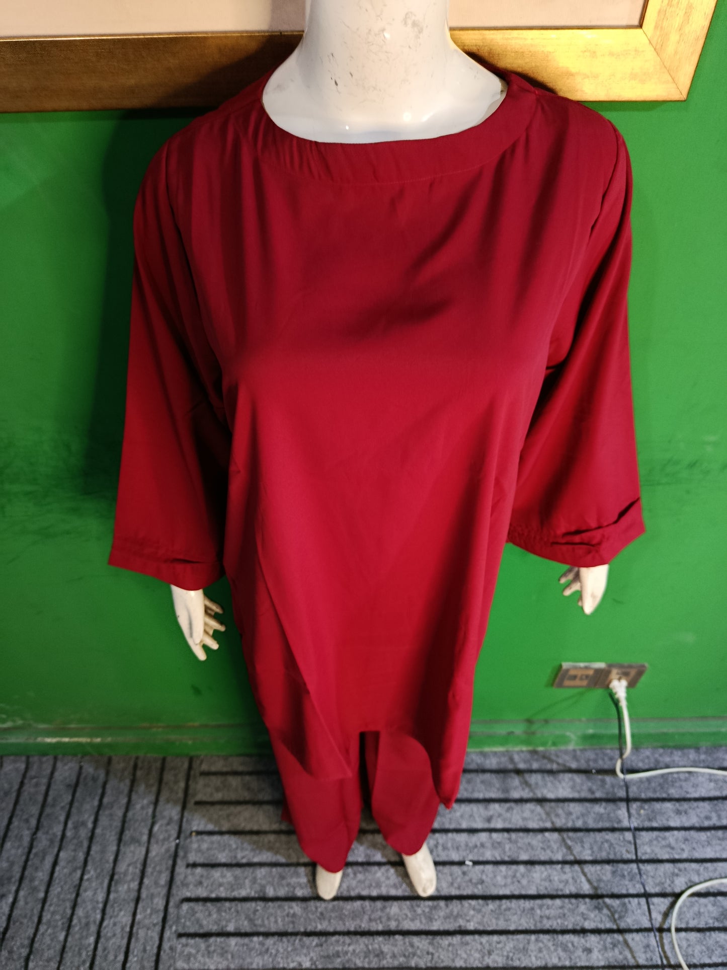 Maroon Georgette Cordset – Elegant 2 Piece Modest Wear