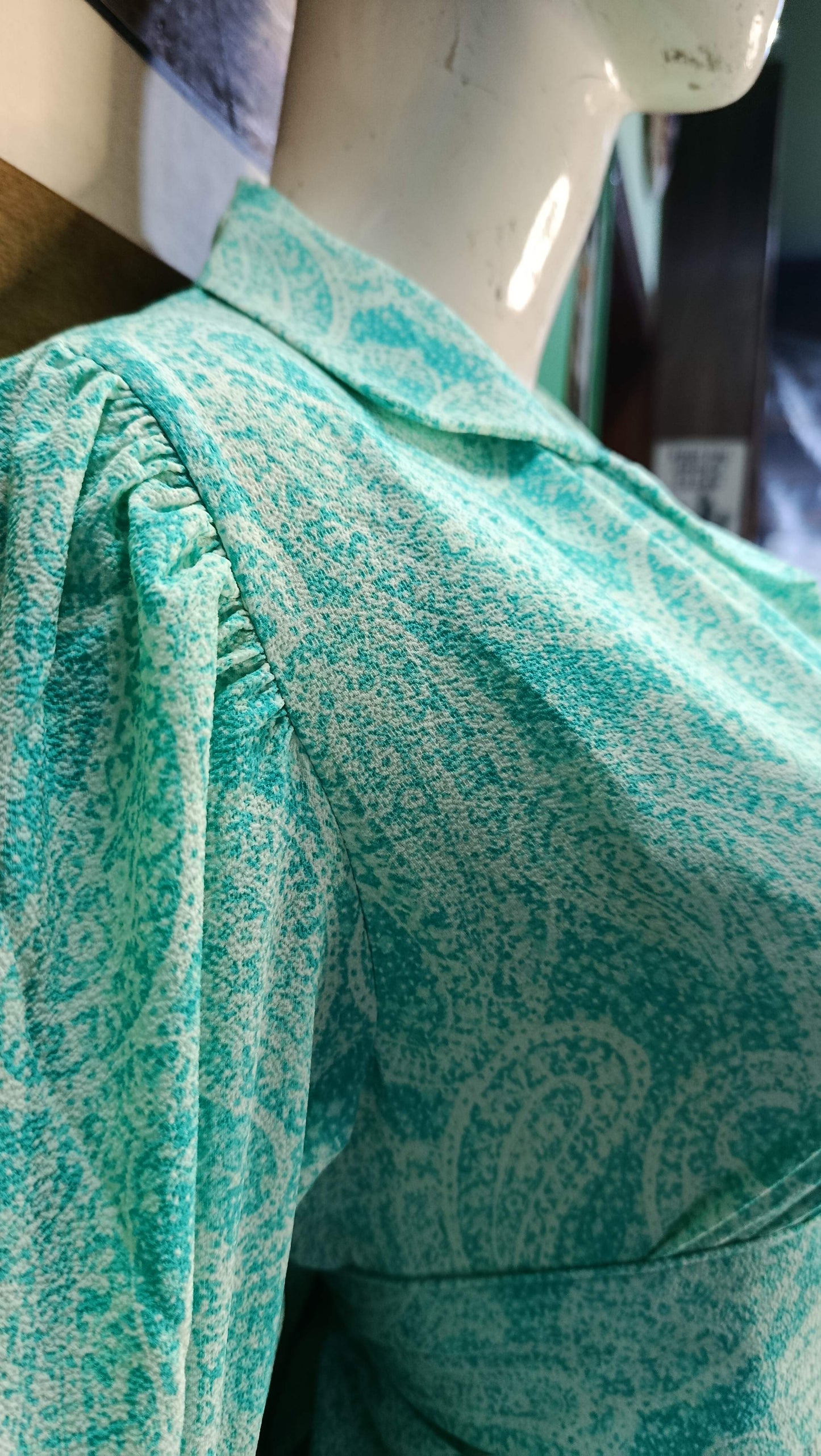 Mint Green Printed Maxi Dress – Elegant & Comfortable Fit VGA
