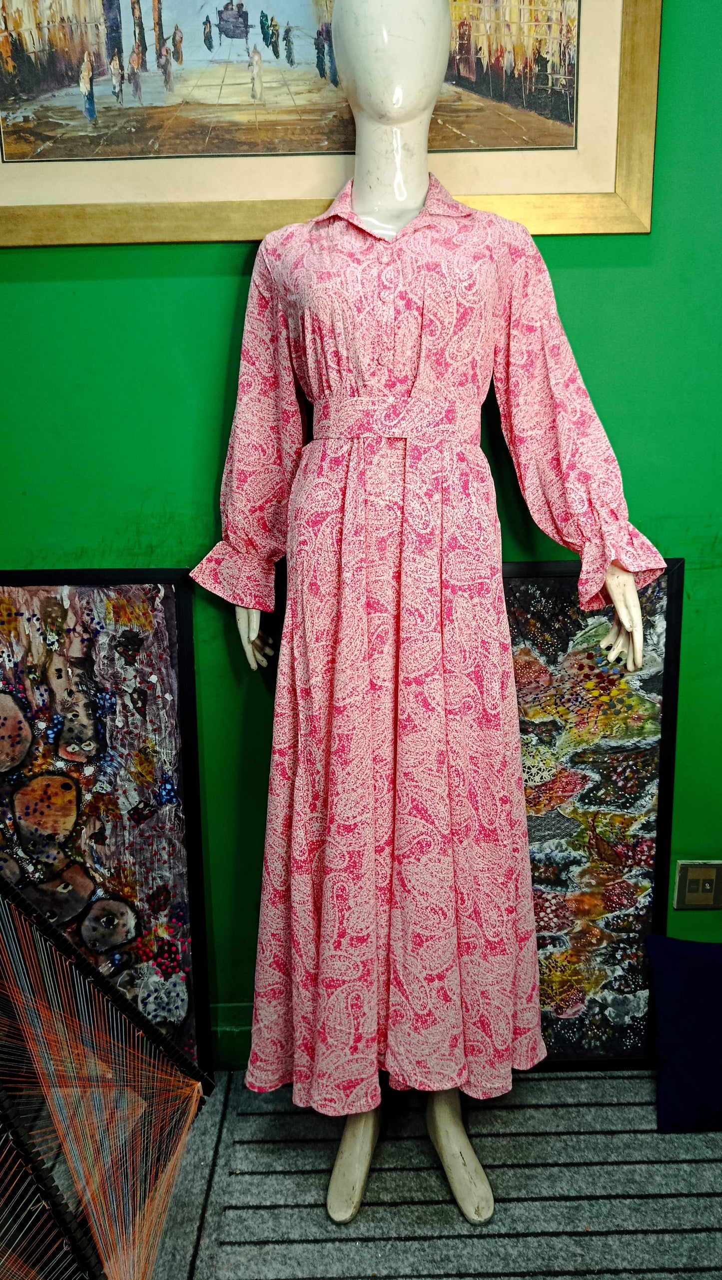 Pink Printed Maxi Dress – Elegant & Comfortable Fit