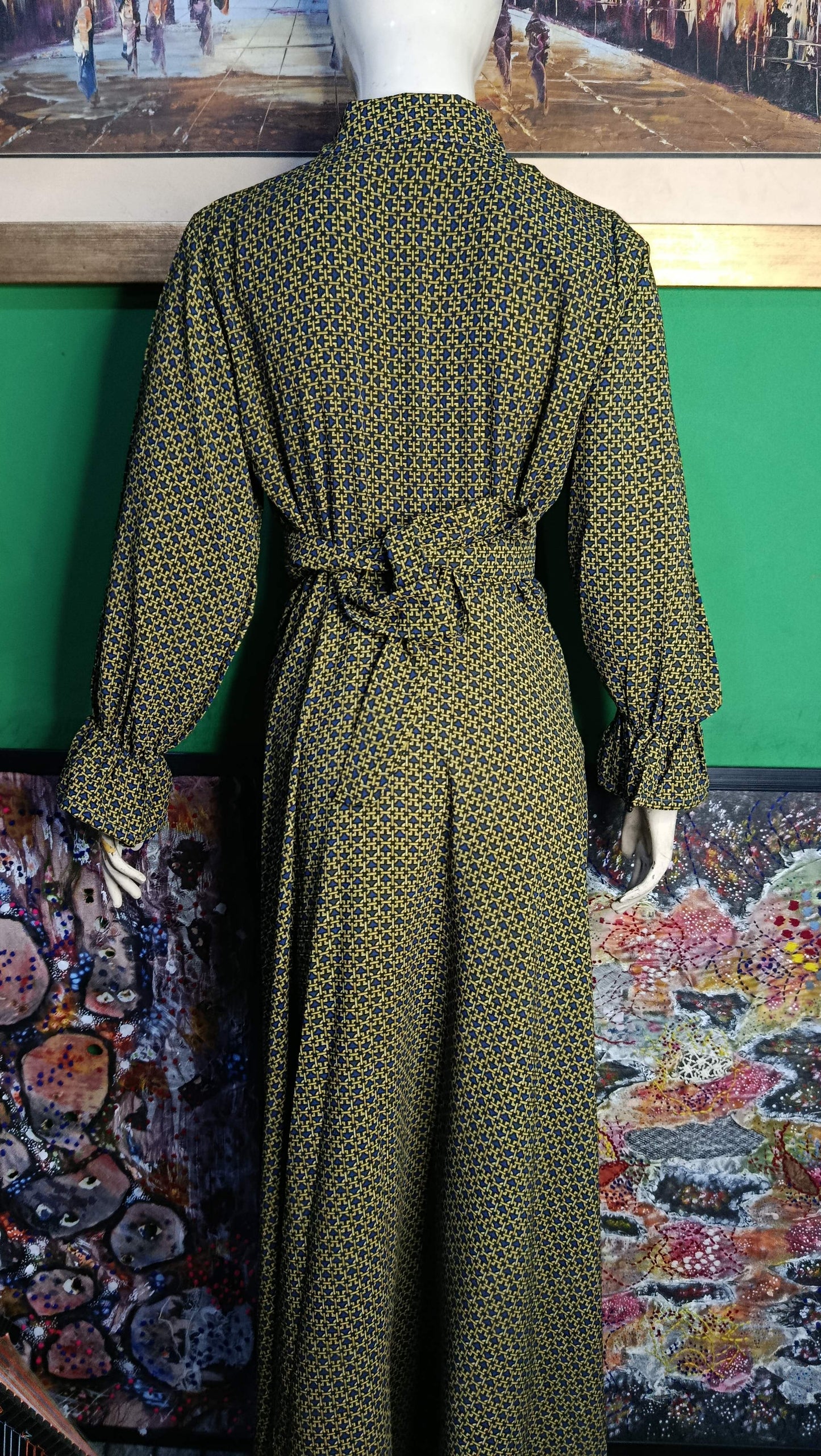 Golden Blue navy Maxi Dress Pakistan – Soft Georgette Fabric | Ameeri Fabric (Copy 2)