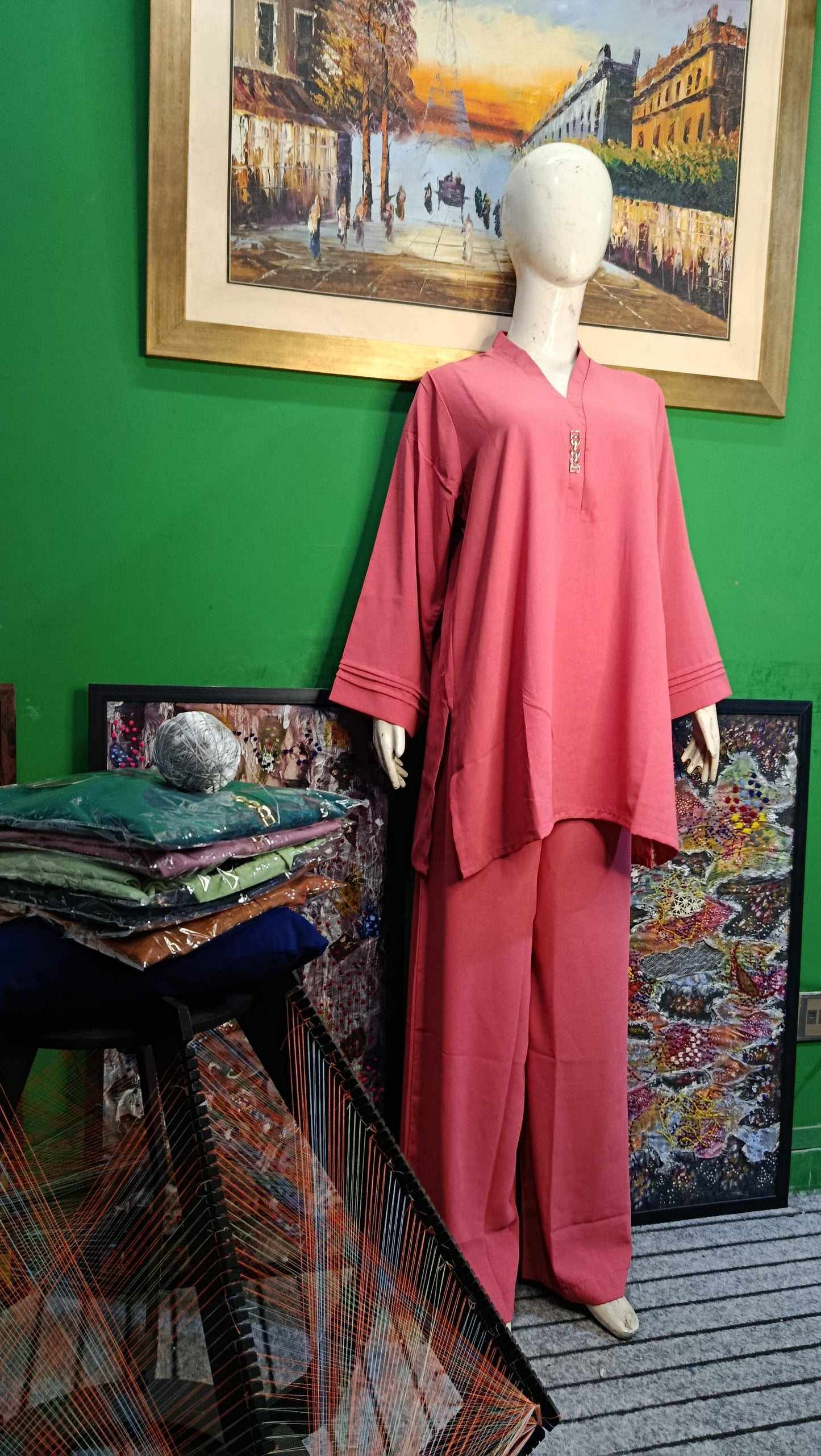Elegant Pink textured  Twill Co-ordSet for Women – Premium Cordset | Ameeri Fabric .
