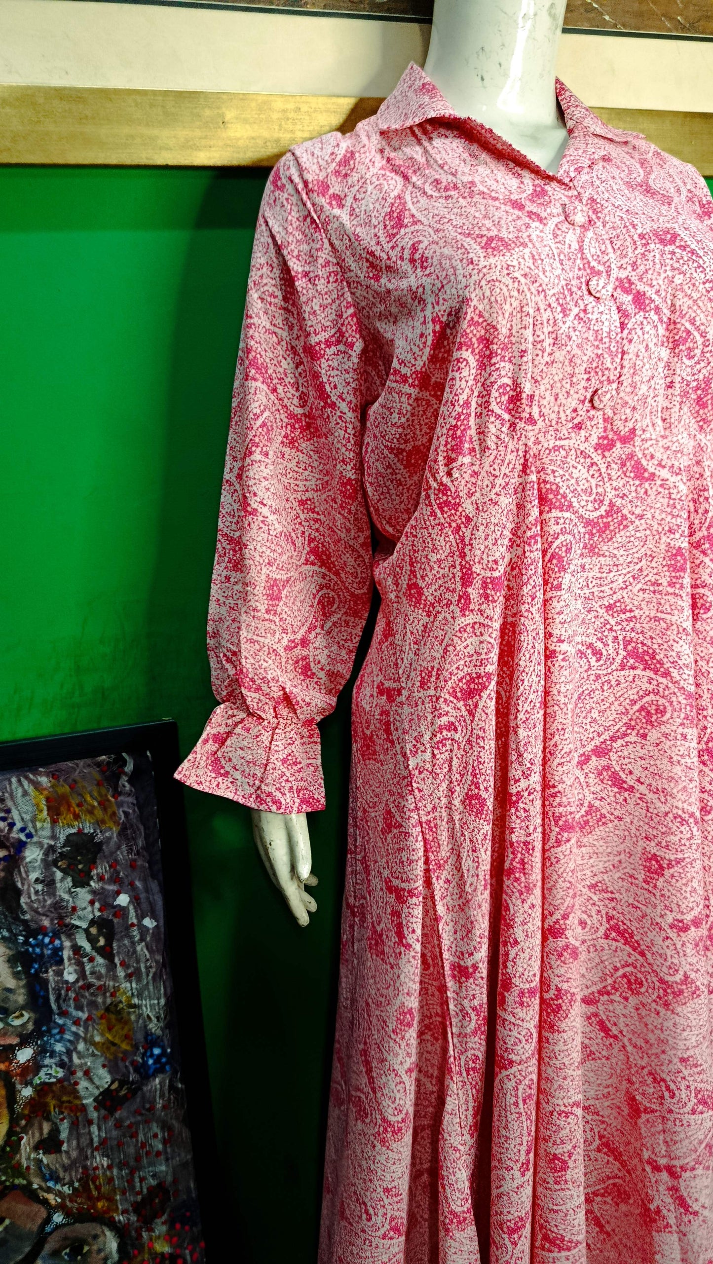 Pink Printed Maxi Dress – Elegant & Comfortable Fit