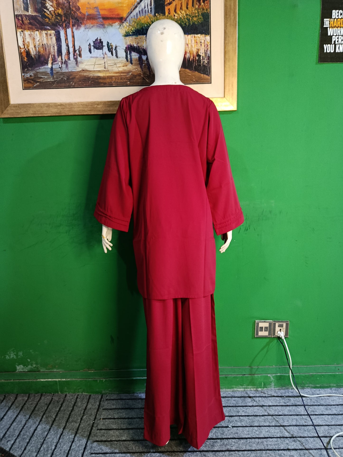 Maroon Georgette Cordset – Elegant 2 Piece Modest Wear
