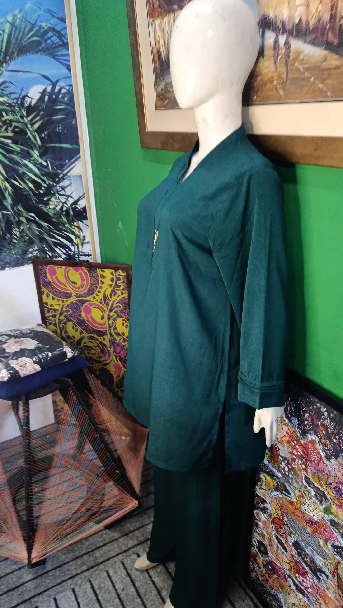Elegant Deep Sea Green  Twill Co-ordSet for Women – Premium Cordset | Ameeri Fabric .
