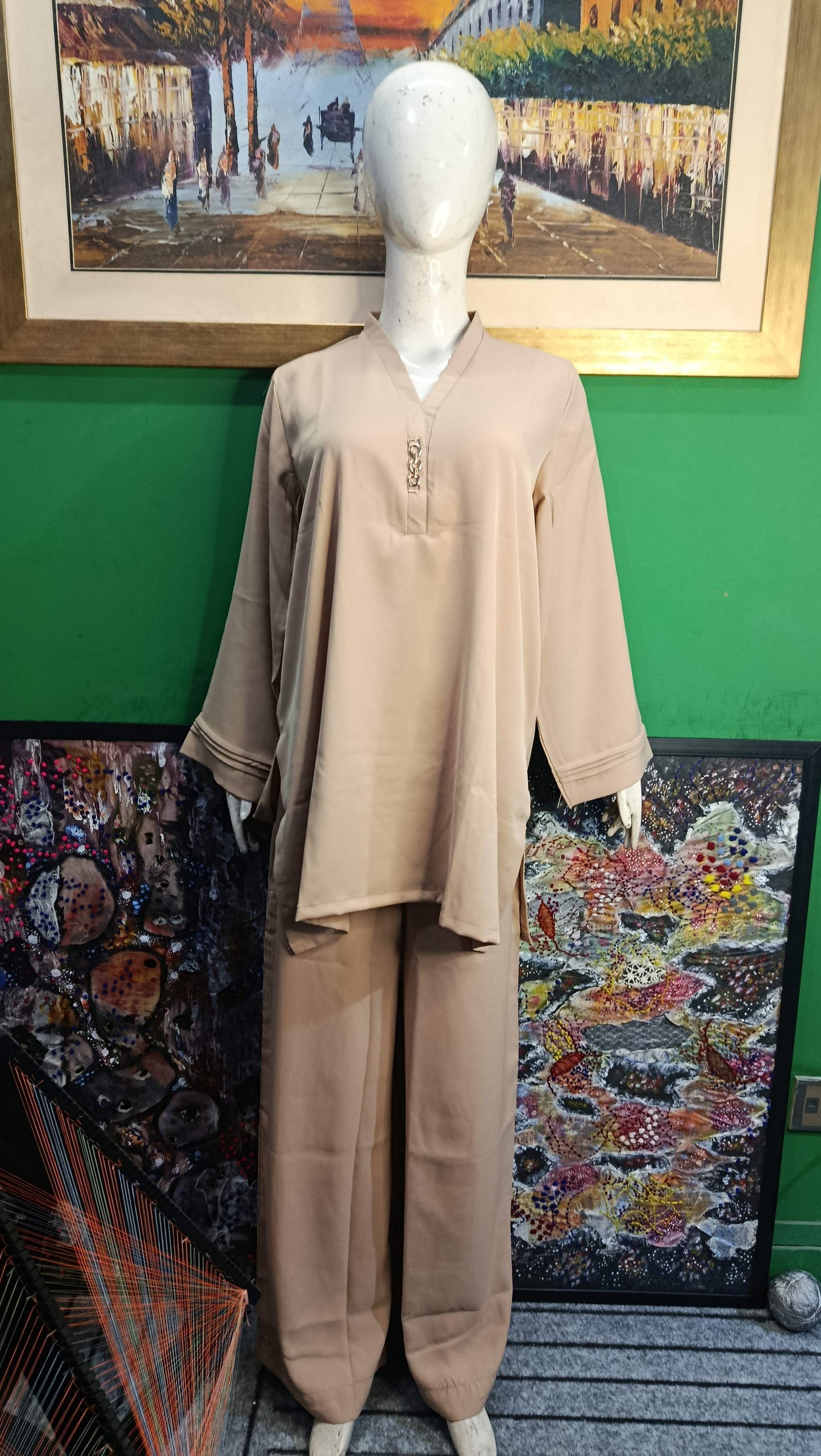 Elegant Vanilla skin colour Twill Co-ordSet for Women – Premium Cordset | Ameeri Fabric .