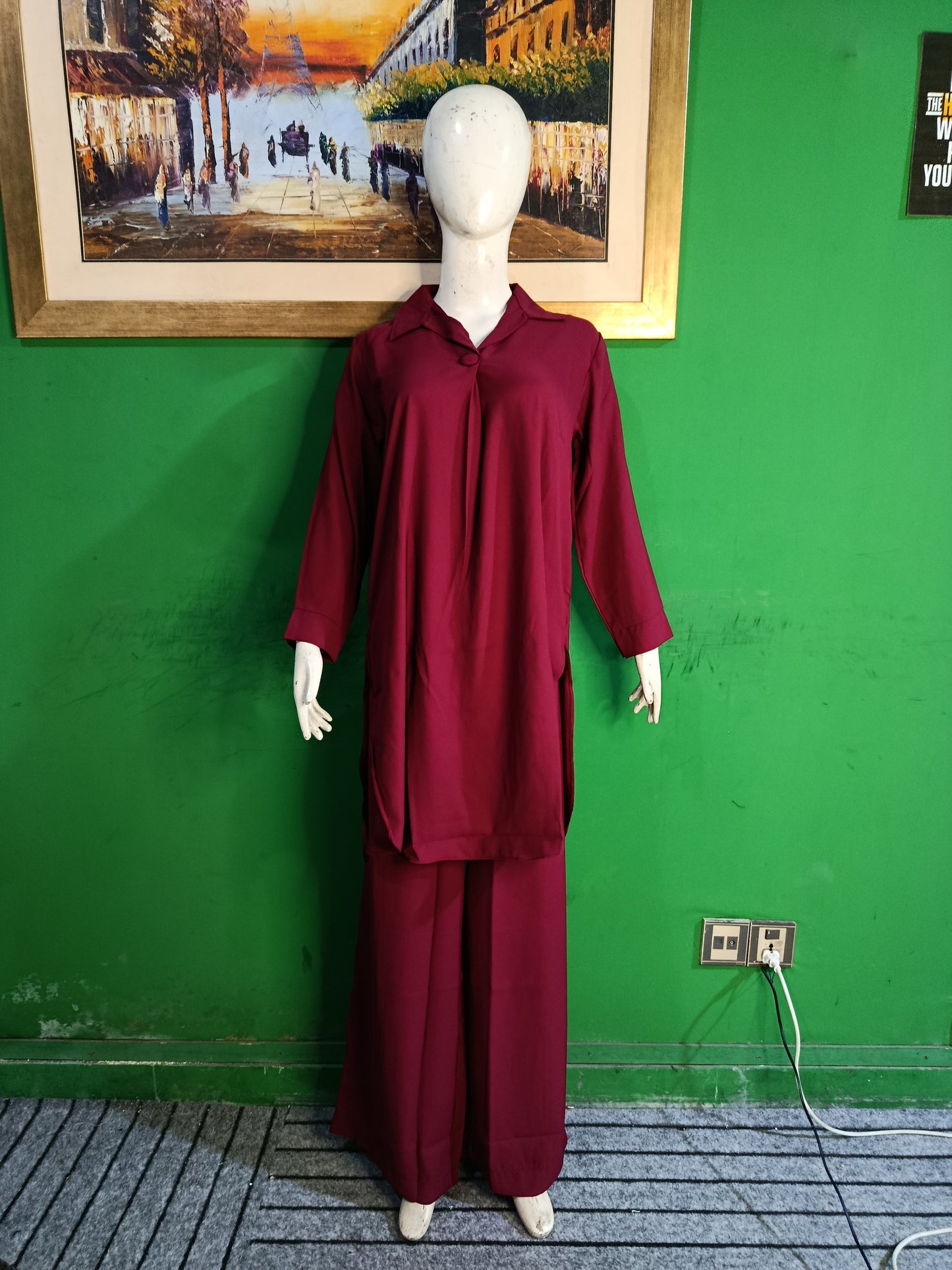 Elegant Mahroon reddish Button-Down soft Co-ordSet for Women – Premium Cordset | Ameeri Fabric
