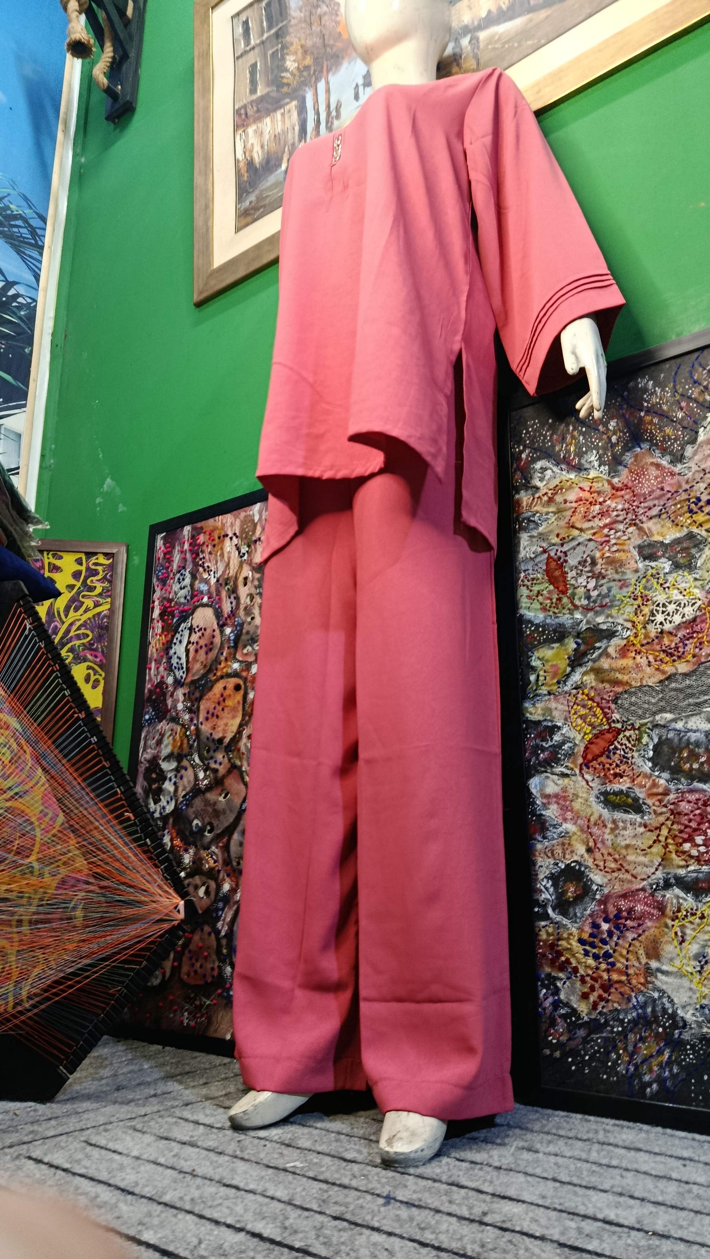 Elegant Pink textured  Twill Co-ordSet for Women – Premium Cordset | Ameeri Fabric .