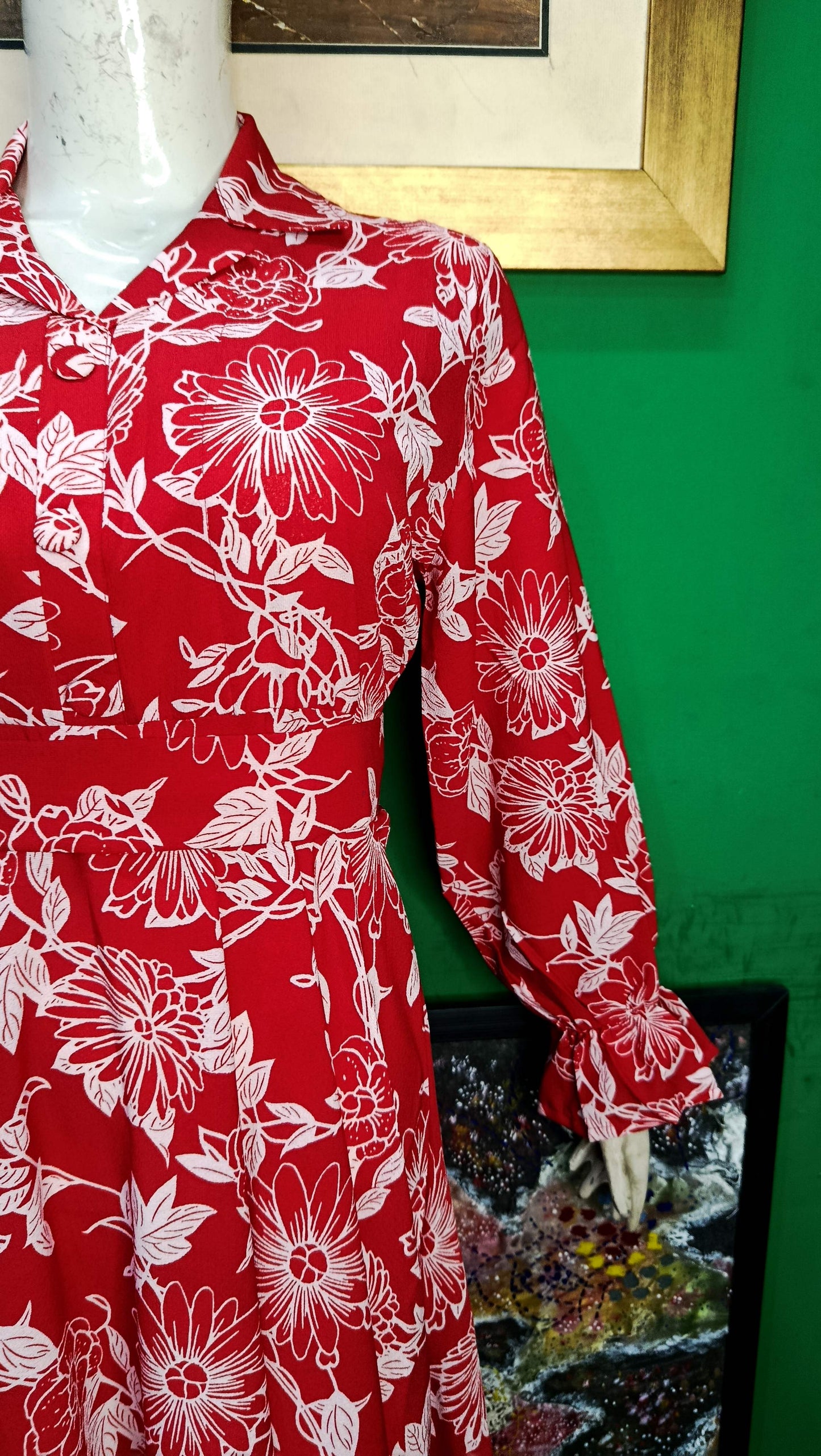 Red white leaves Maxi Dress Pakistan – Soft Georgette Fabric | Ameeri Fabric (Copy)