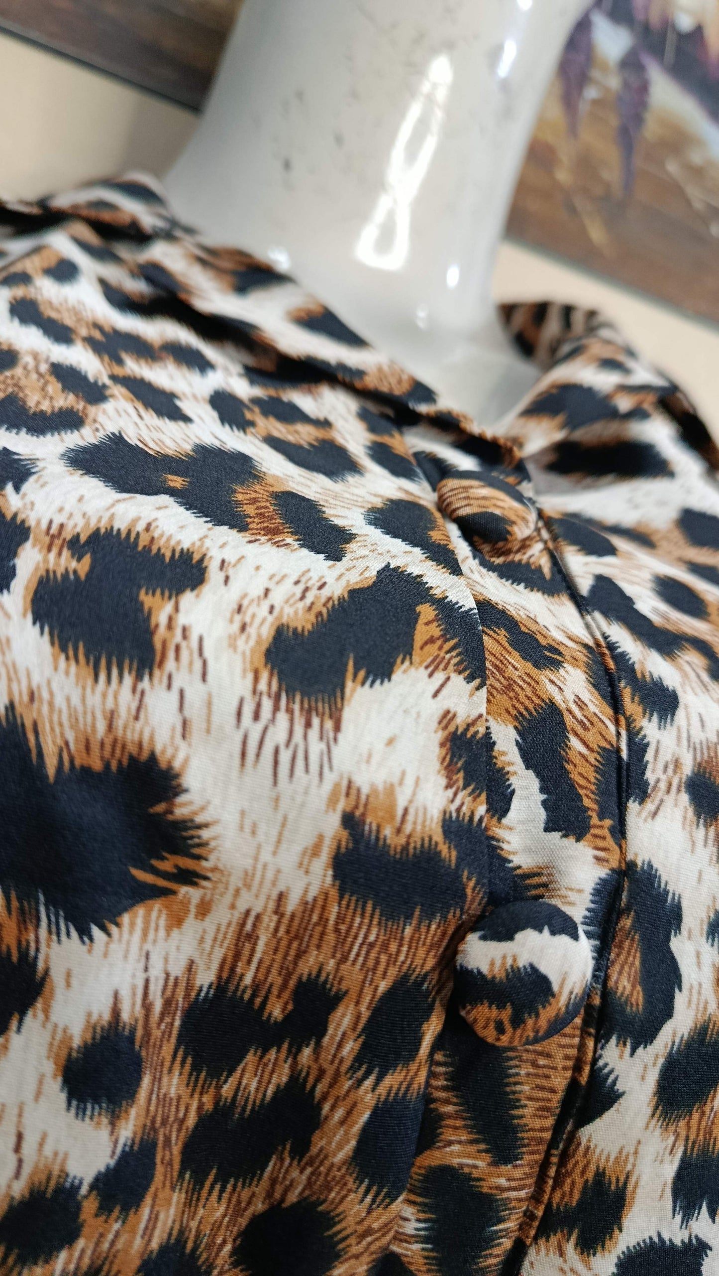 Elegant Leopard Print Long Dress – Soft Fabric