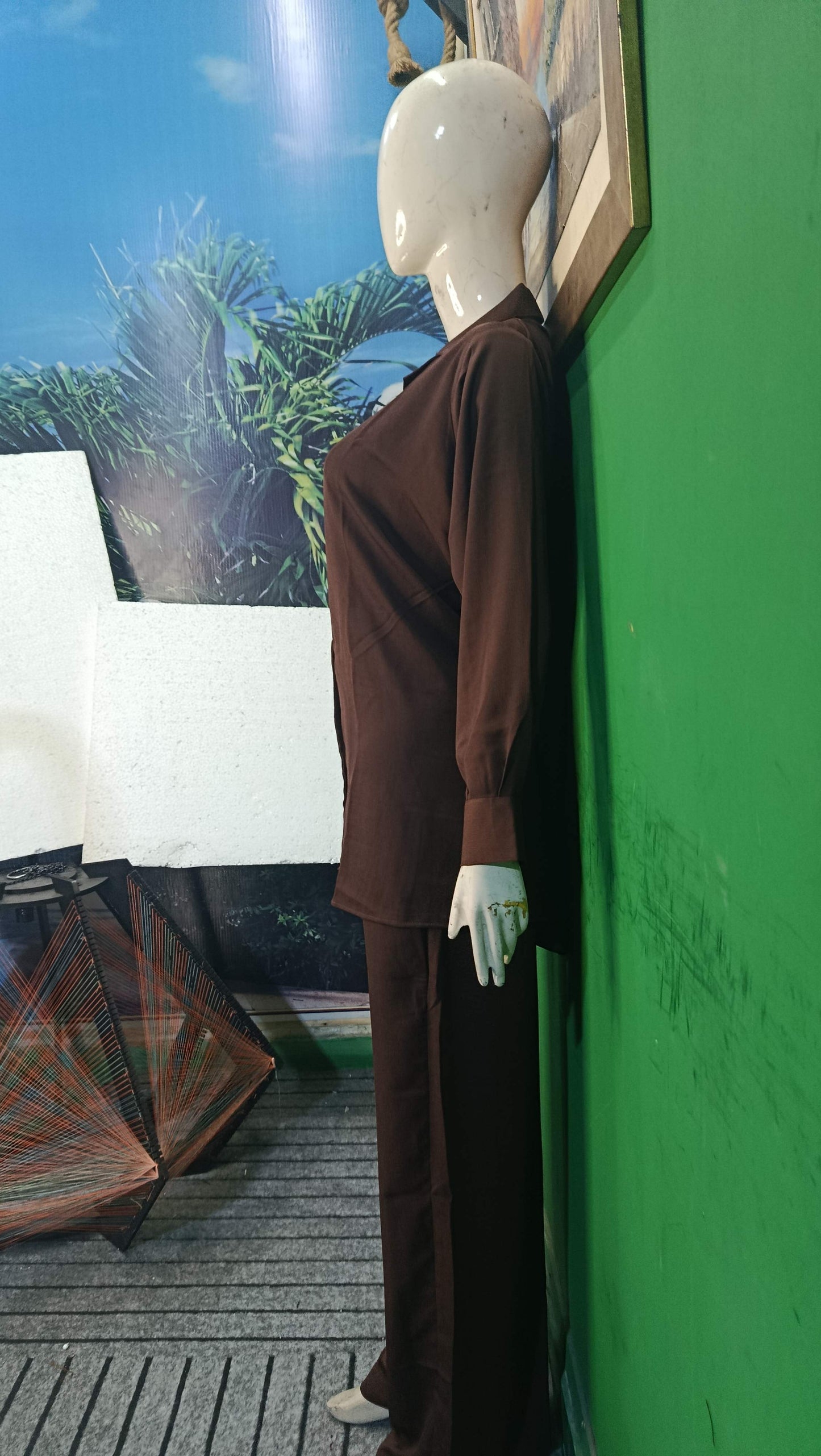Elegant Deep Brown Button-Down Zoomi Co-ordSet for Women – Premium Cordset | Ameeri Fabric .