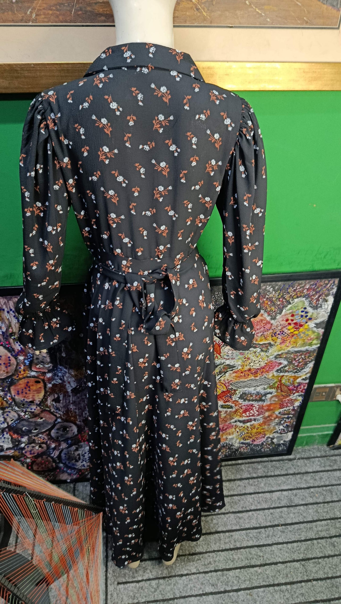Black Brown floral  Maxi Dress Pakistan – Soft Georgette Fabric | Ameeri Fabric