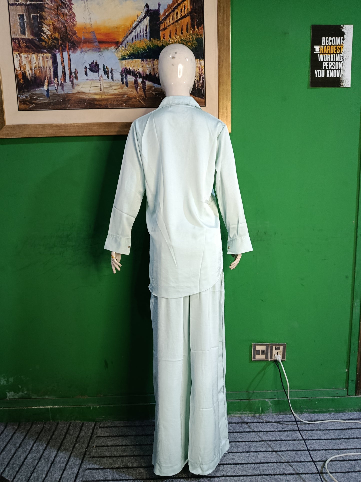 Elegant Pistachio Green Self Texture Co-ord Set – Premium Twill Fabric | Ameeri Fabric