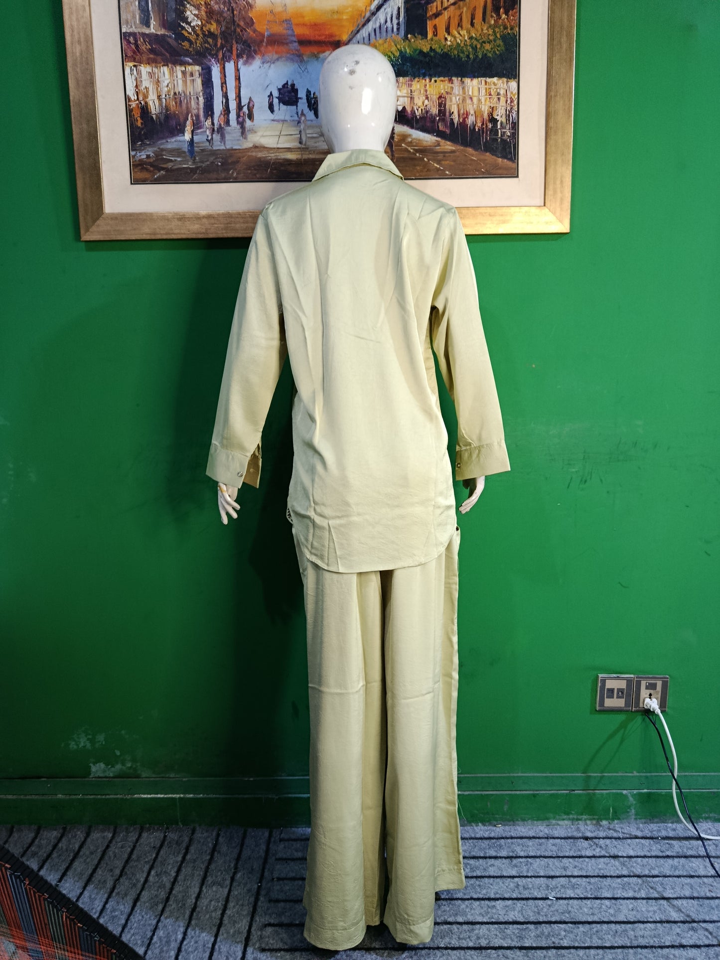 Elegant Mint Green Self Texture Co-ord Set – Premium Twill Fabric | Ameeri Fabric