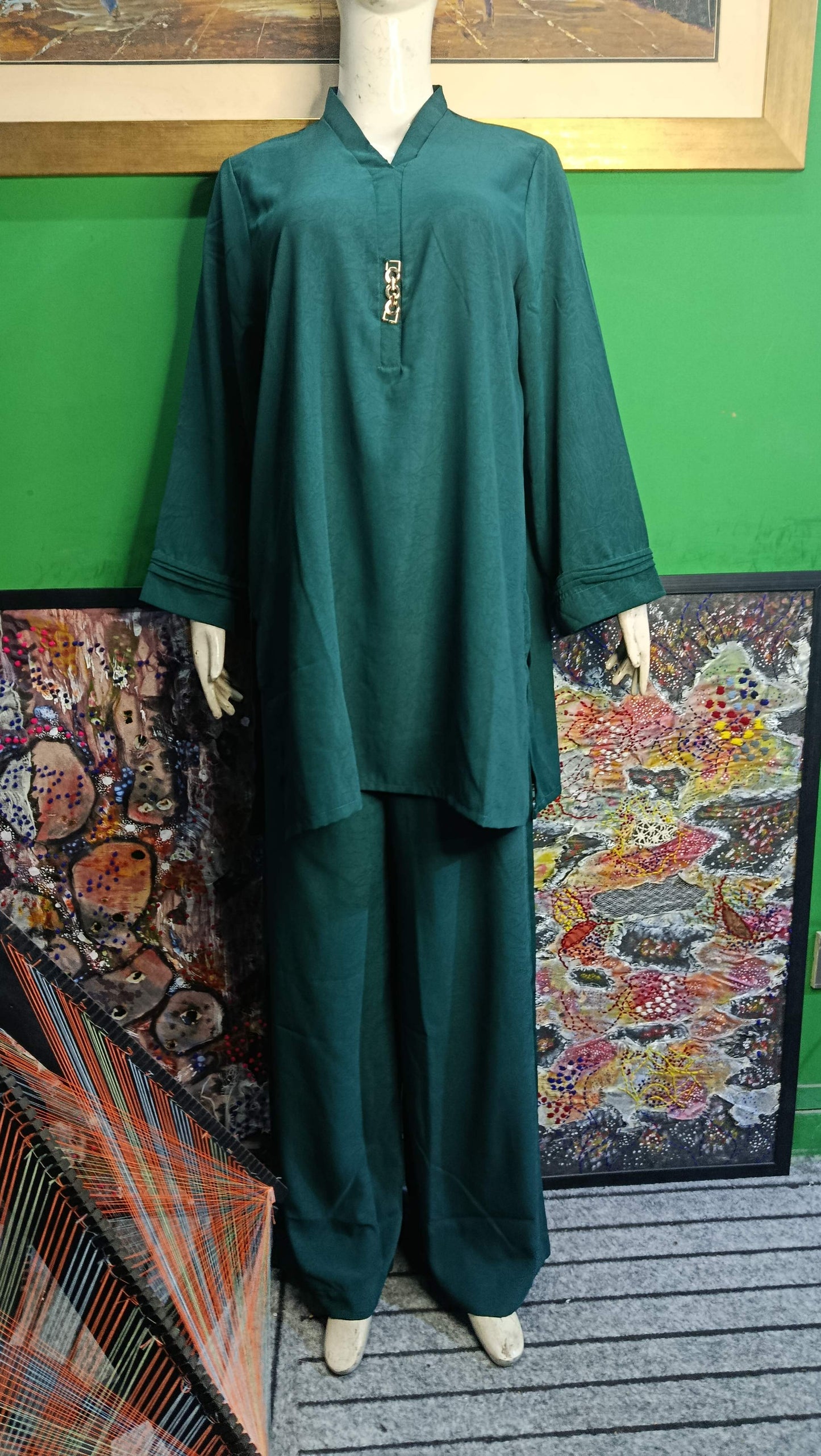 Elegant Deep Sea Green  Twill Co-ordSet for Women – Premium Cordset | Ameeri Fabric .