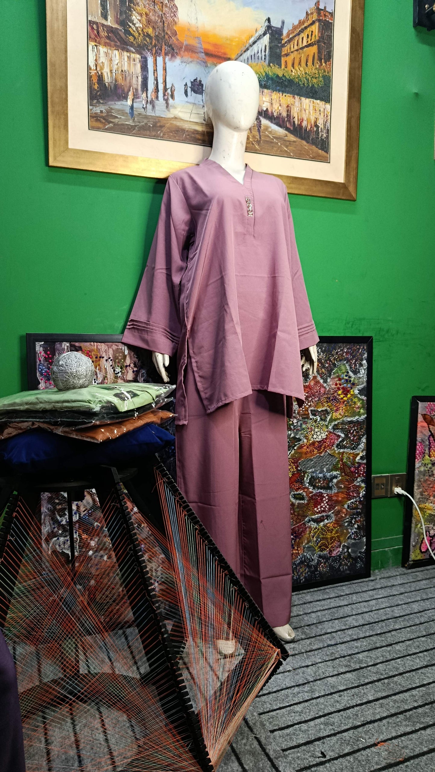 Elegant Deep pink  textured Twill Co-ordSet for Women – Premium Cordset | Ameeri Fabric .