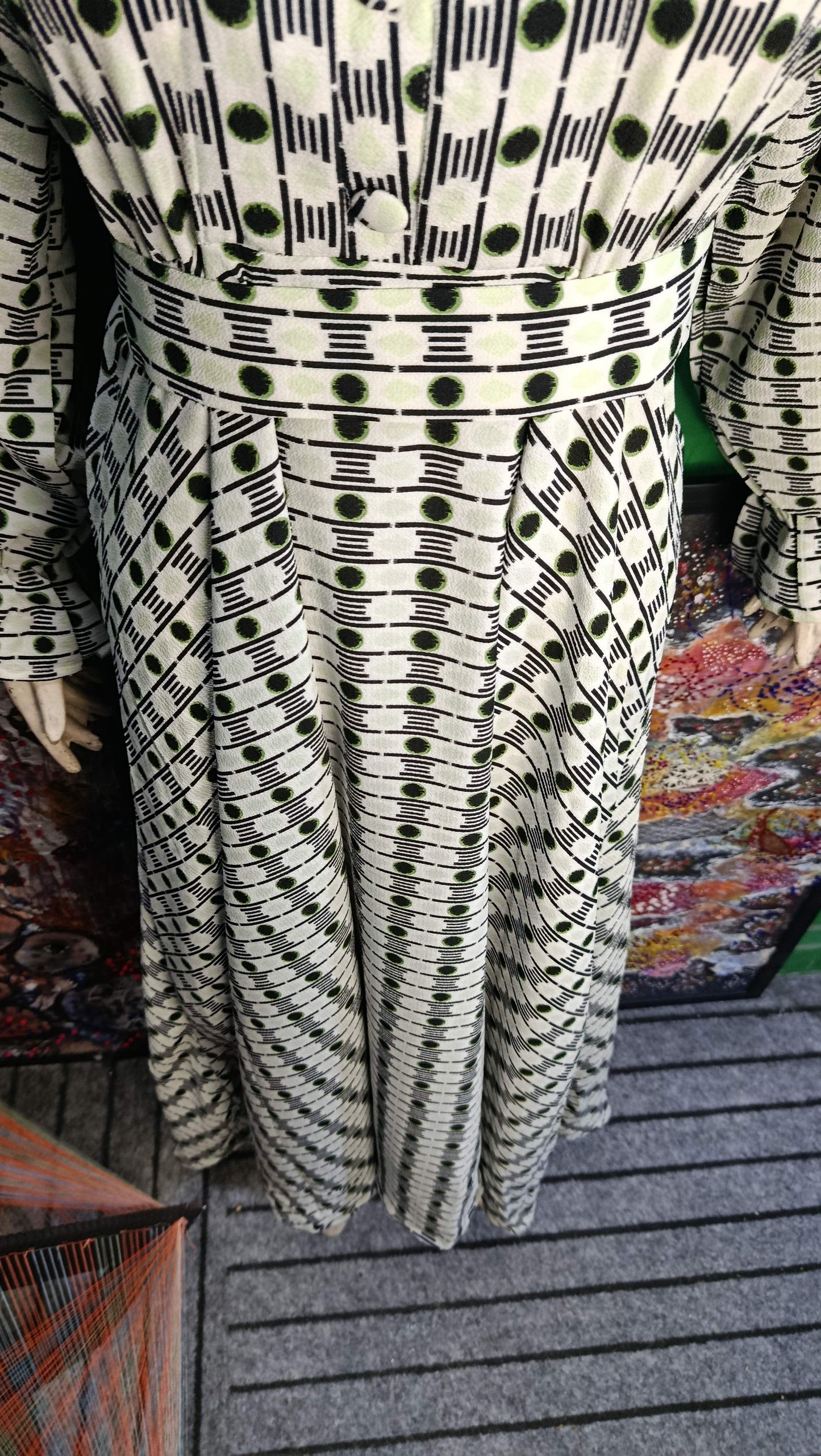 White black Dots Maxi Dress Pakistan – Soft Georgette Fabric | Ameeri Fabric