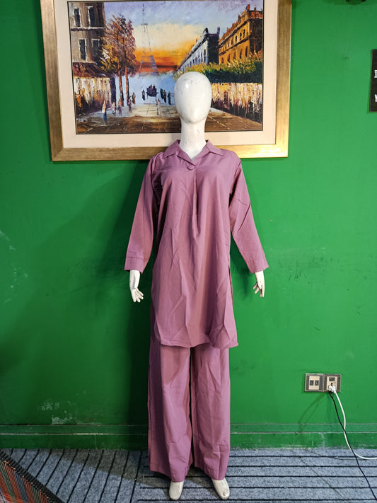 Elegant Dull Pink Button-Down soft Co-ordSet for Women – Premium Cordset | Ameeri Fabric