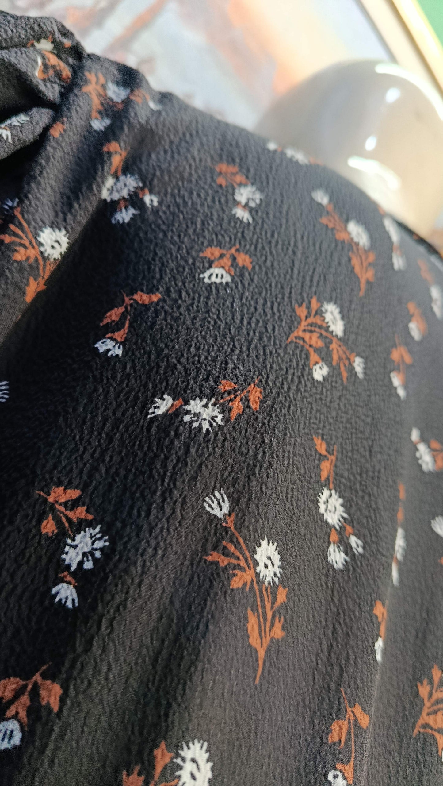 Black Brown floral  Maxi Dress Pakistan – Soft Georgette Fabric | Ameeri Fabric