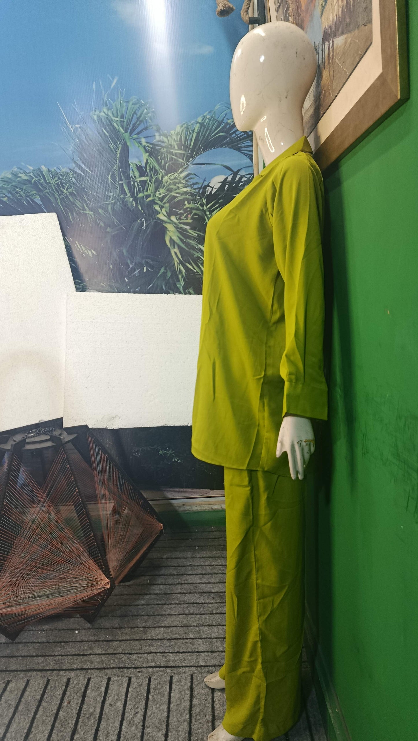 Elegant Yellow Green Button-Down Zoomi Co-ordSet for Women – Premium Cordset | Ameeri Fabric .