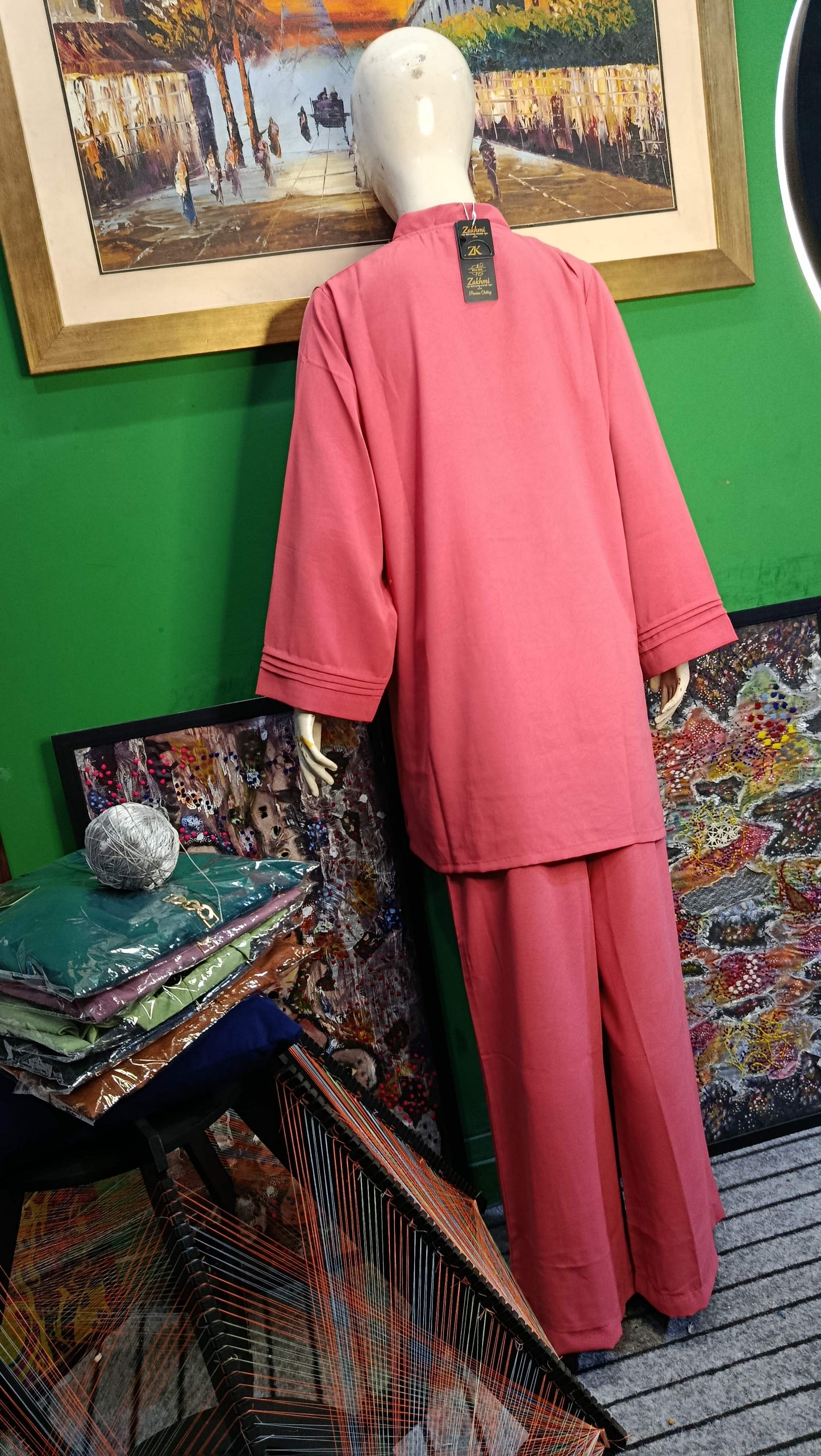 Elegant Pink textured  Twill Co-ordSet for Women – Premium Cordset | Ameeri Fabric .