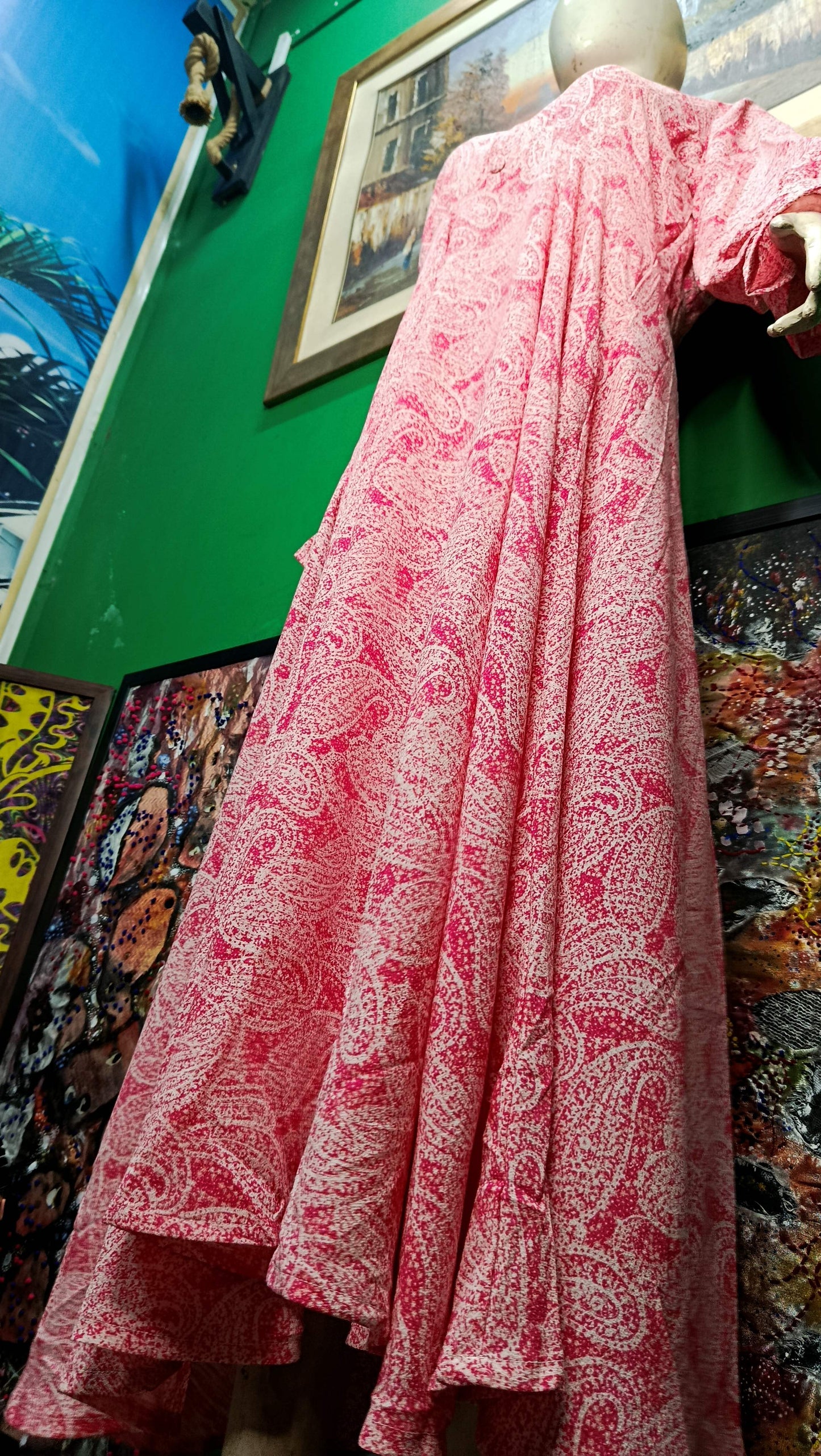 Pink Printed Maxi Dress – Elegant & Comfortable Fit