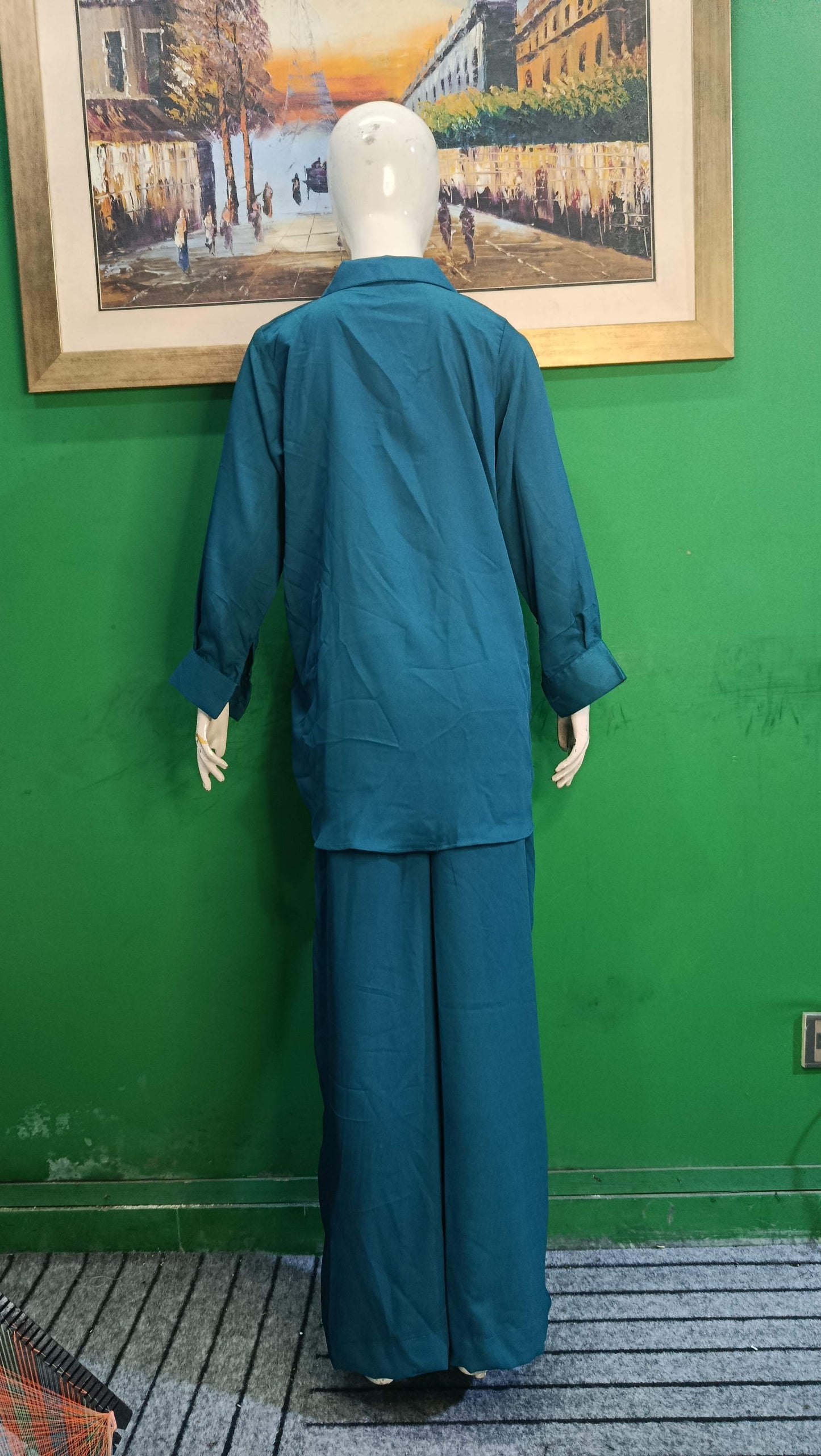 Elegant Mid Blue Button-Down Zoomi Co-ordSet for Women – Premium Cordset | Ameeri Fabric .