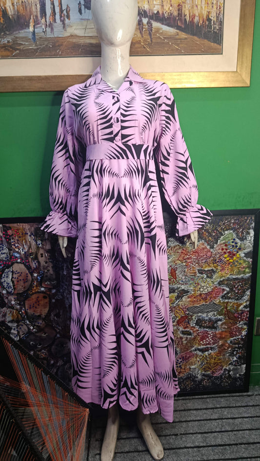 Pink black Maxi Dress Pakistan – Soft Georgette Fabric | Ameeri Fabric