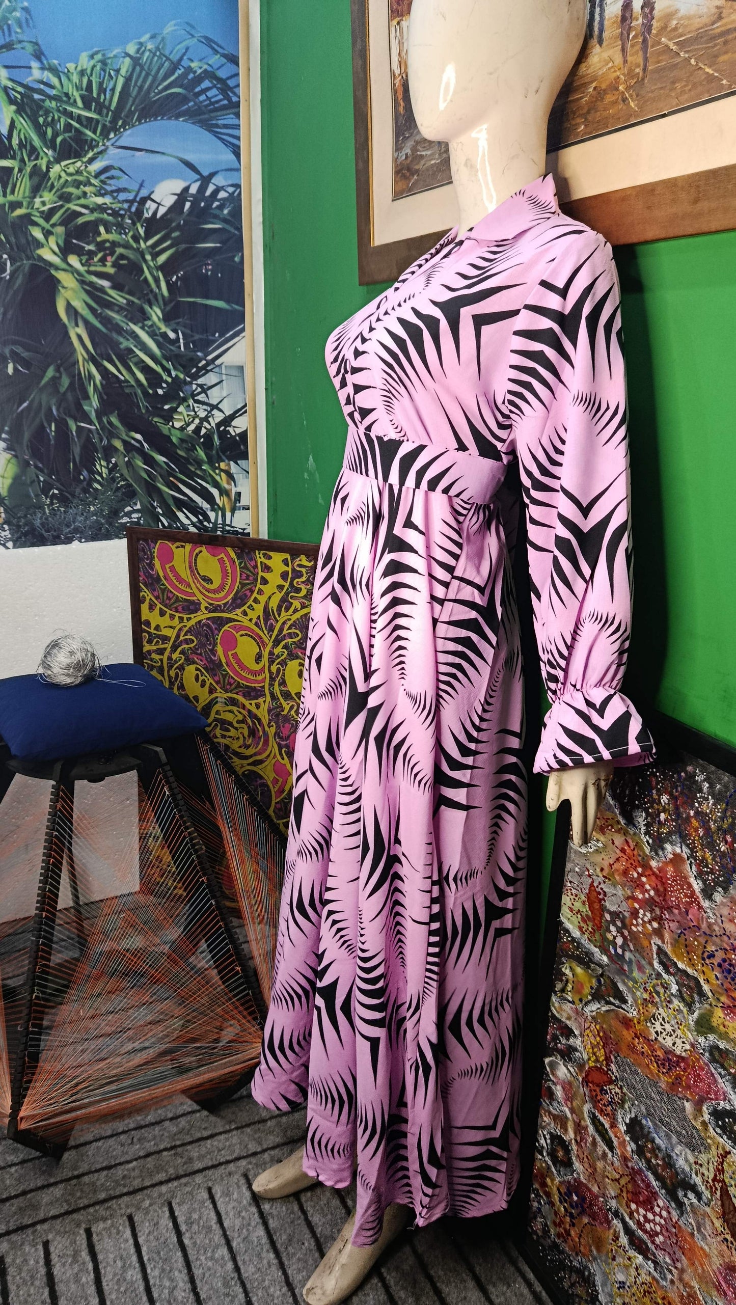 Pink black Maxi Dress Pakistan – Soft Georgette Fabric | Ameeri Fabric