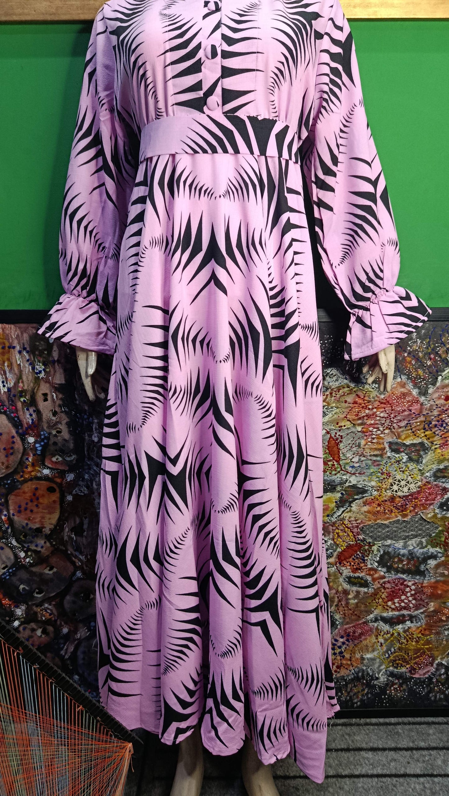 Pink black Maxi Dress Pakistan – Soft Georgette Fabric | Ameeri Fabric