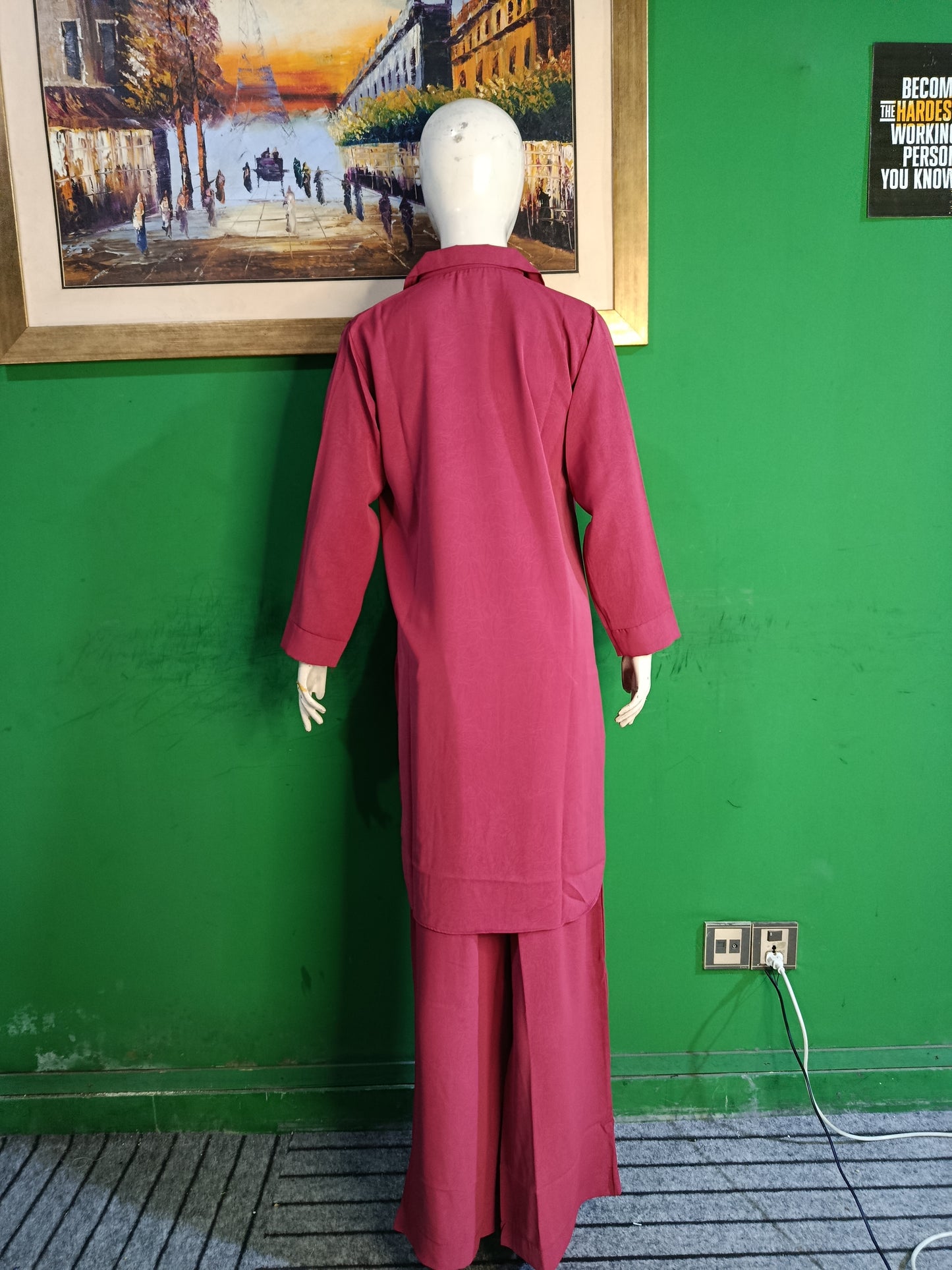 Elegant pinkish Red Button-Down soft Co-ordSet for Women – Premium Cordset | Ameeri Fabric