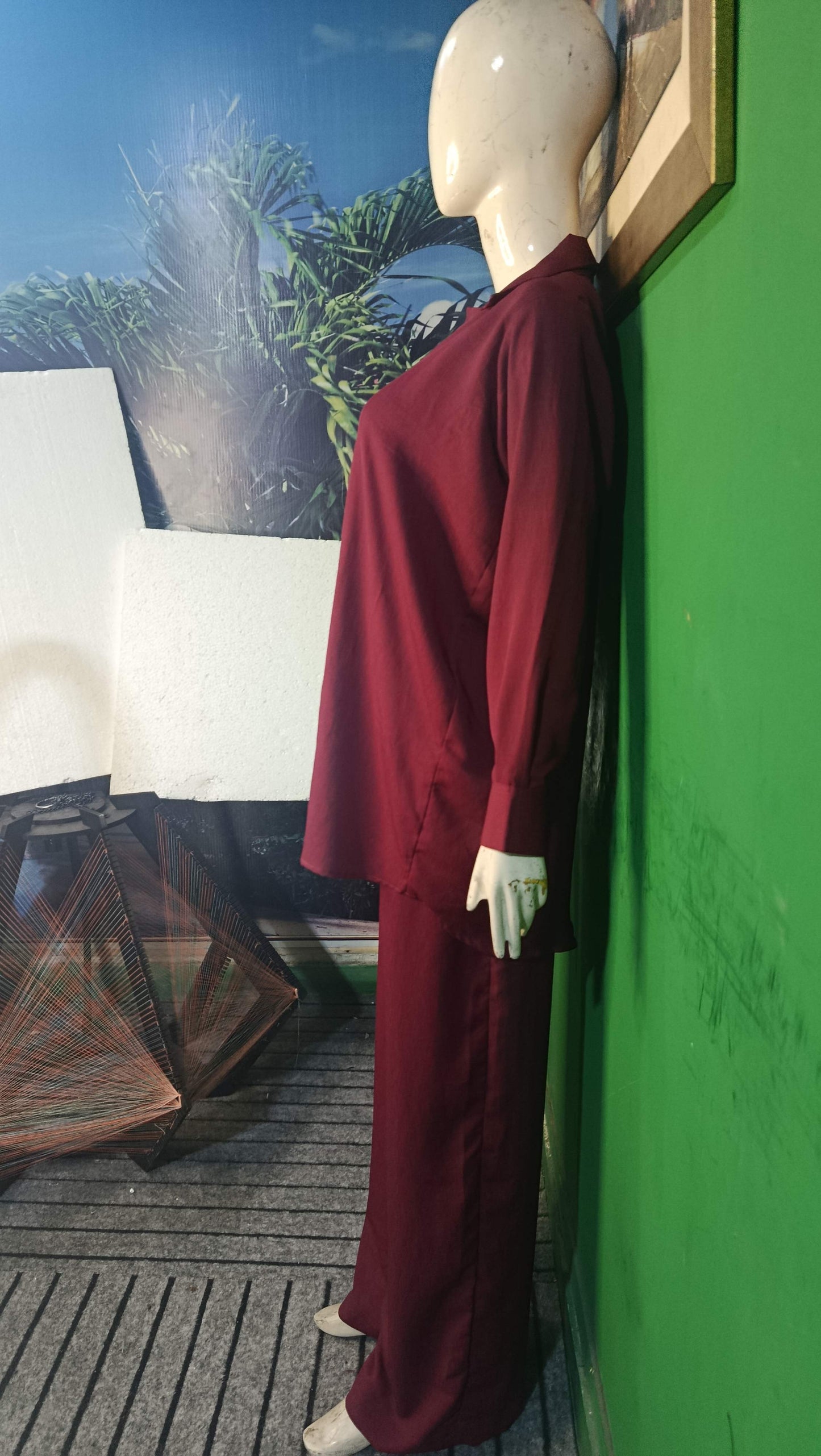 Elegant Dark mahron Button-Down Zoomi Co-ordSet for Women – Premium Cordset | Ameeri Fabric .