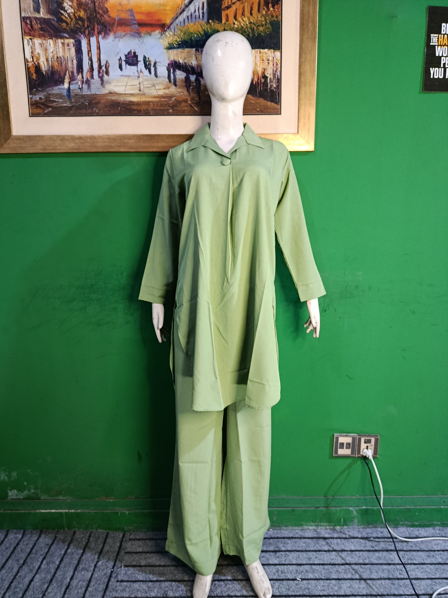 Elegant Thistle Green Button-Down soft Co-ordSet for Women – Premium Cordset | Ameeri Fabric