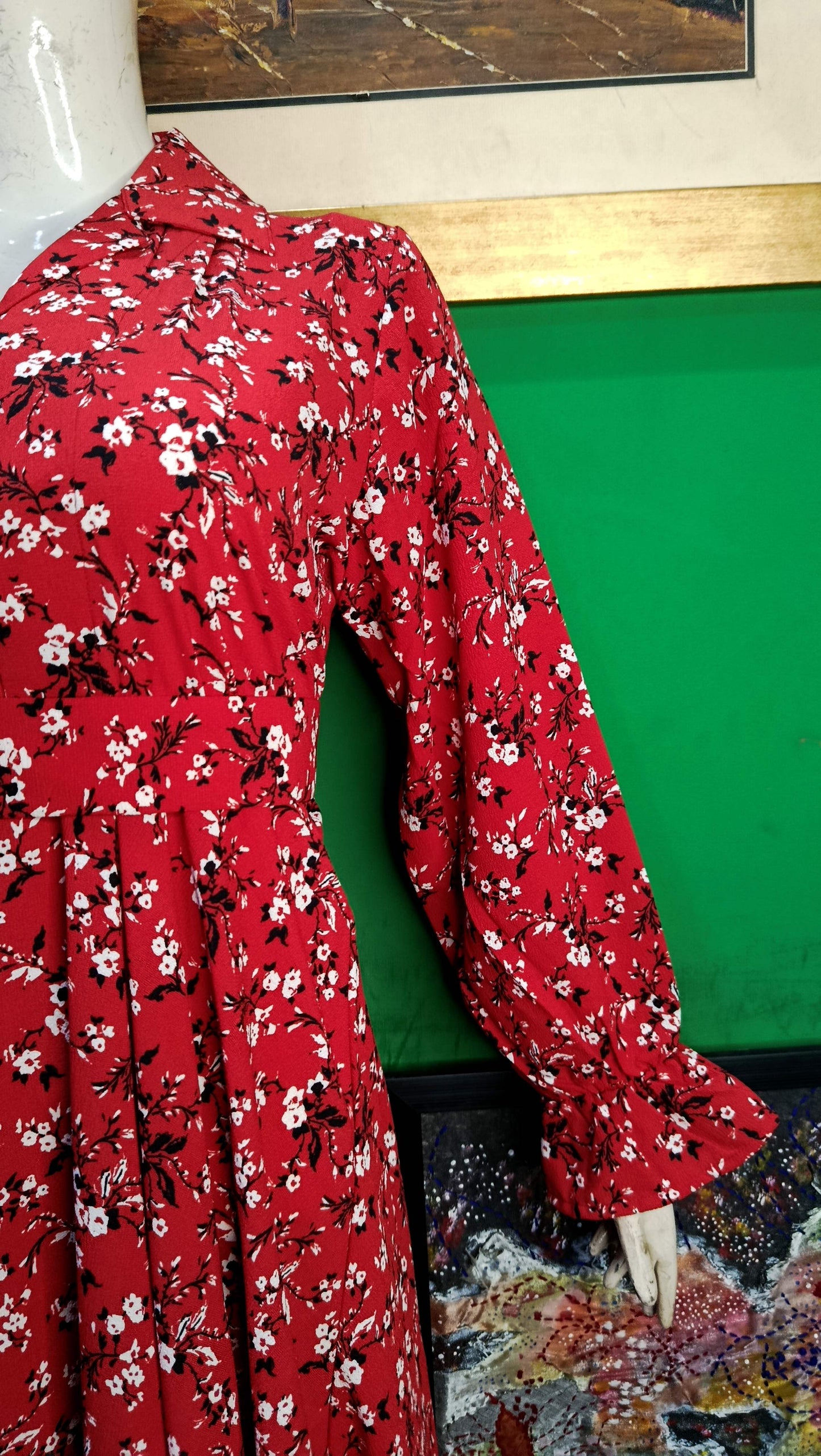 Red white black floral  Maxi Dress Pakistan – Soft Georgette Fabric | Ameeri Fabric