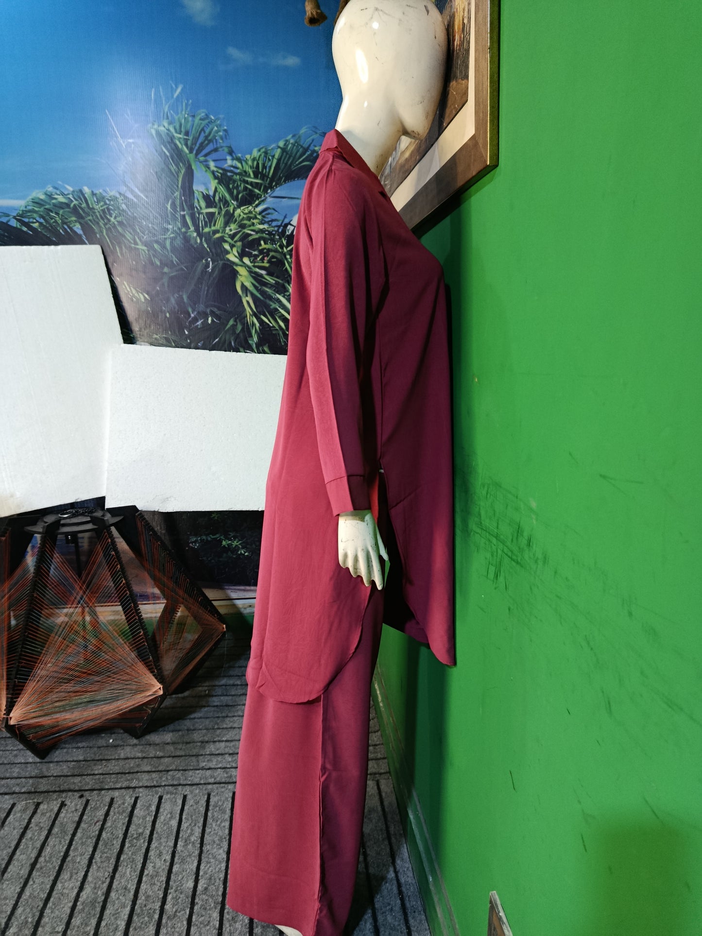 Elegant pinkish Red Button-Down soft Co-ordSet for Women – Premium Cordset | Ameeri Fabric