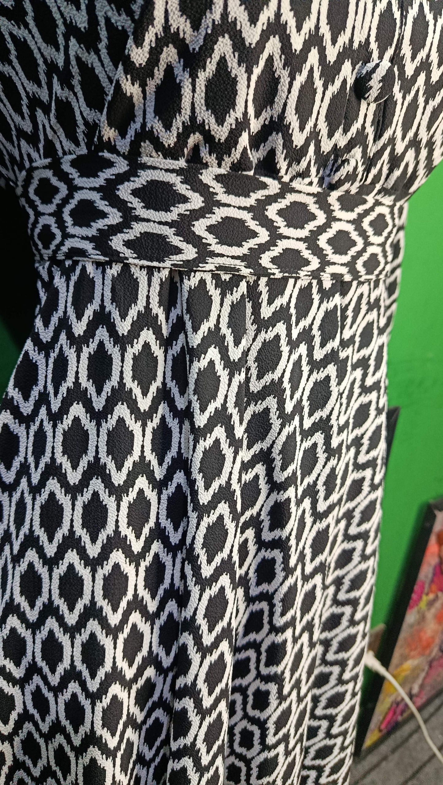 Black White Geometric Maxi Dress Pakistan – Soft Georgette Fabric | Ameeri Fabric