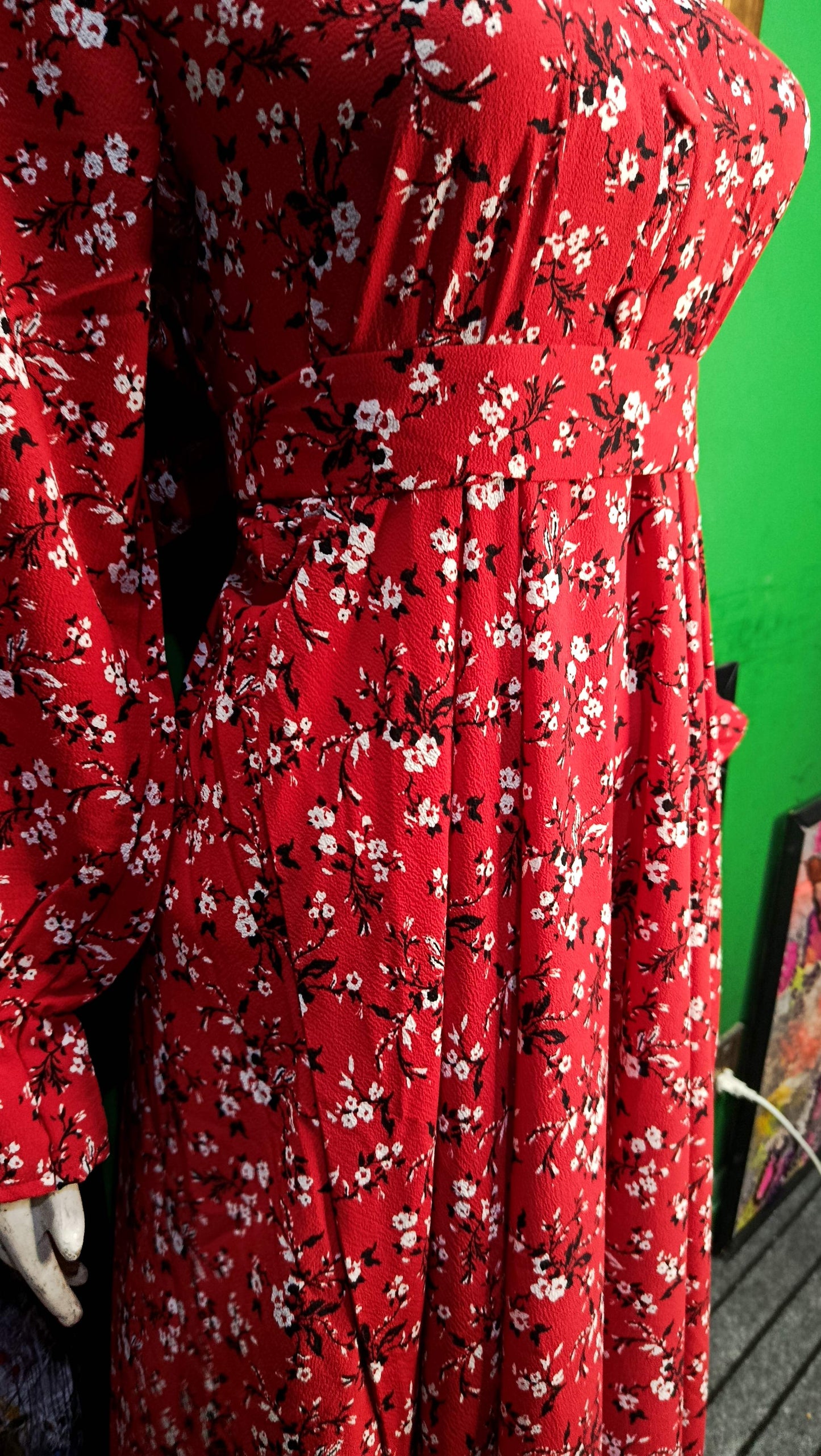 Red white black floral  Maxi Dress Pakistan – Soft Georgette Fabric | Ameeri Fabric