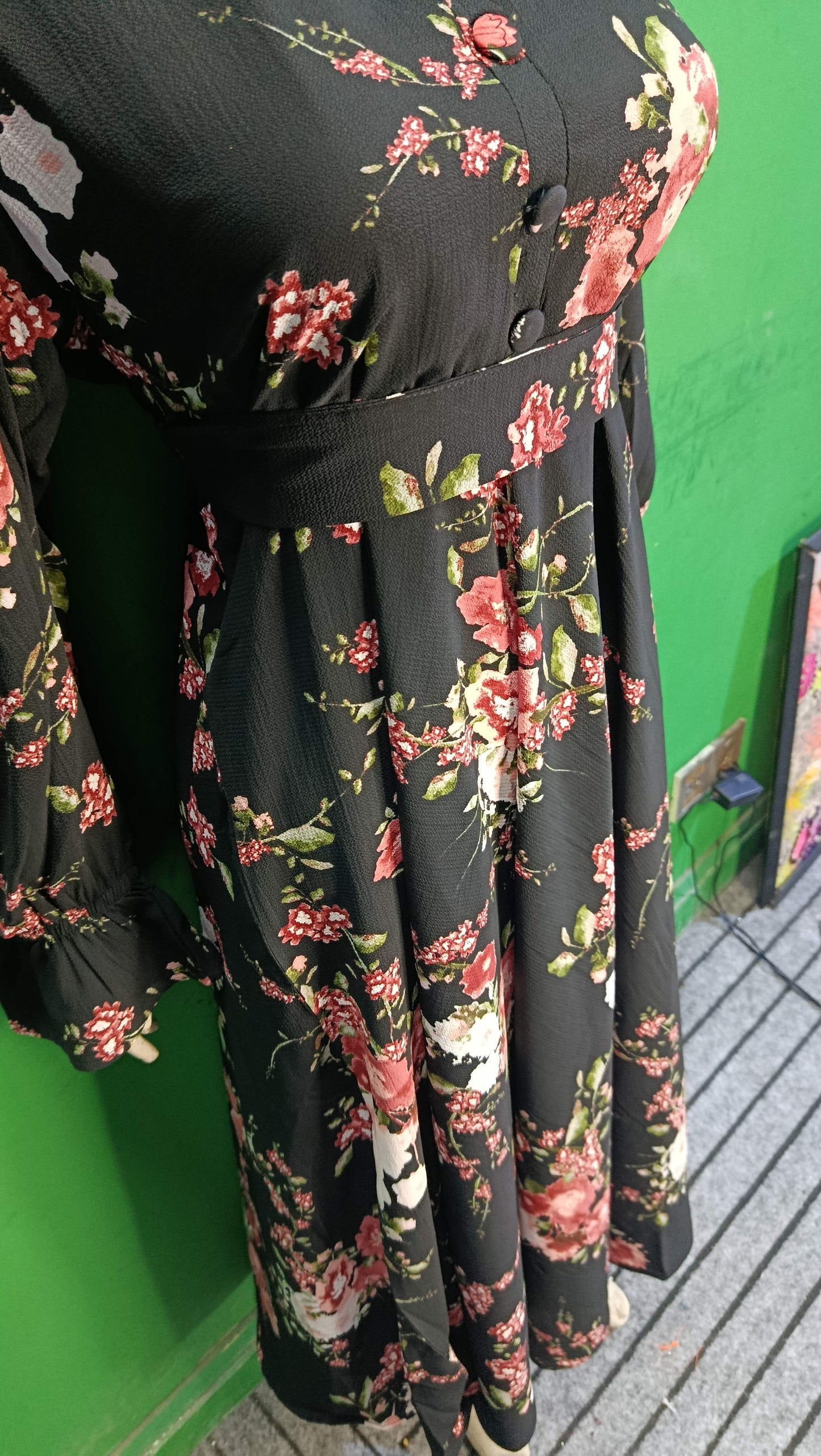 Black Floral Maxi Dress Pakistan – Soft Georgette Fabric | Ameeri Fabric