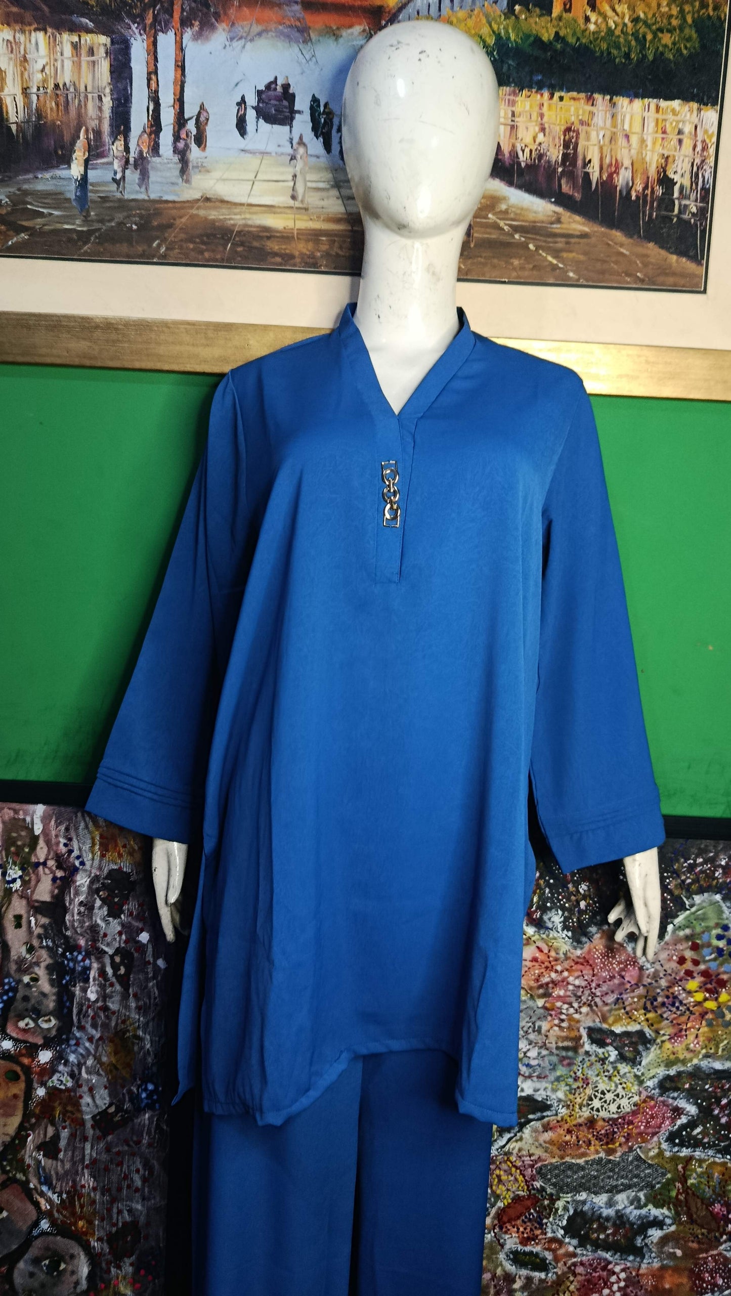 Elegant Mid Blue Twill Co-ordSet for Women – Premium Cordset | Ameeri Fabric .