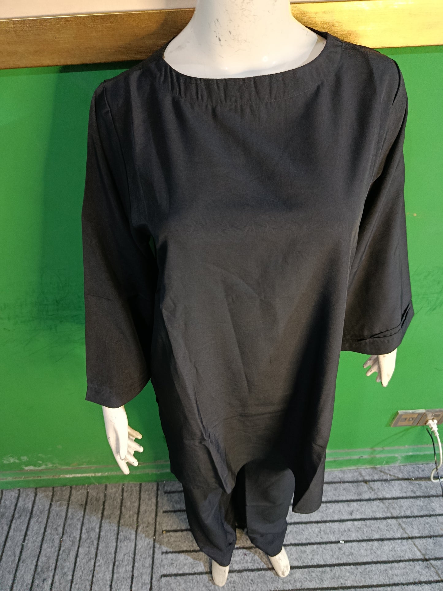 Black Georgette Cordset – Elegant 2 Piece Modest Wear